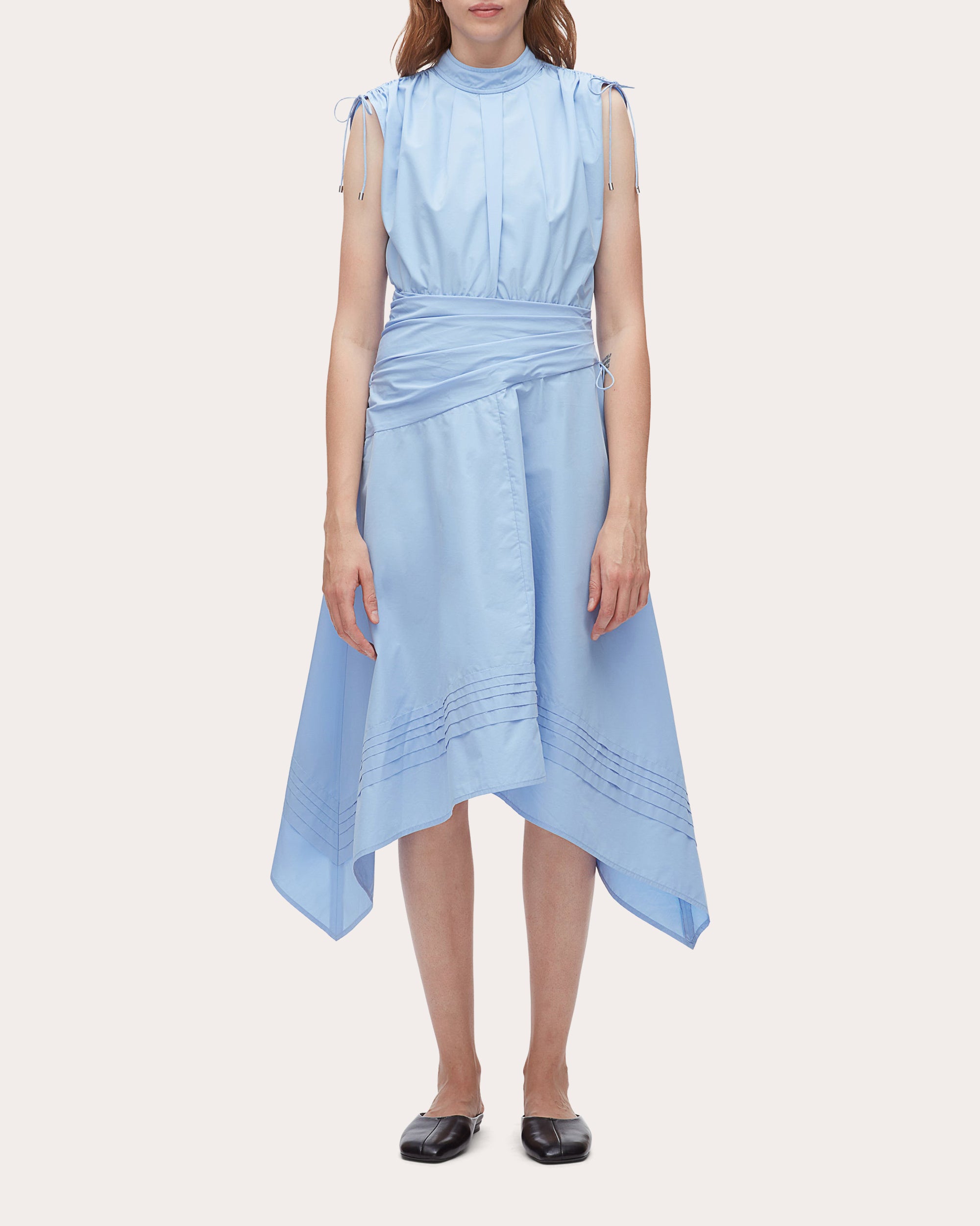 Cotton Poplin Ruched Handkerchief Dress