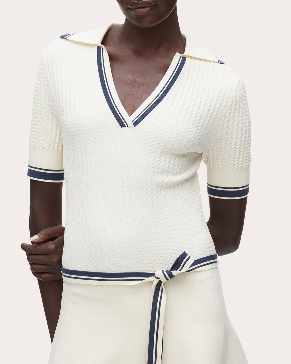 Textured Knit Polo Midi Dress