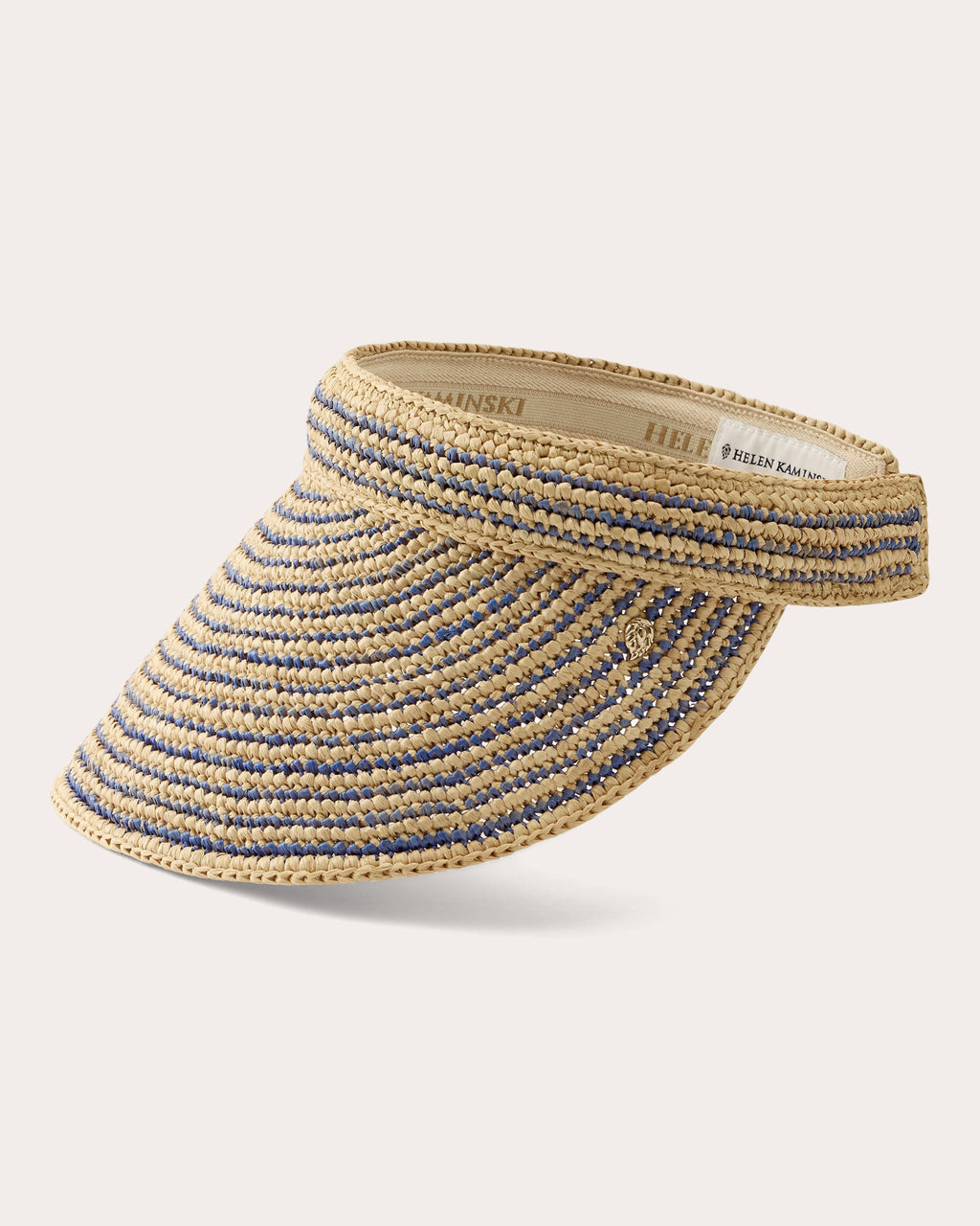 Sunlee Stripe Crocheted Raffia Visor