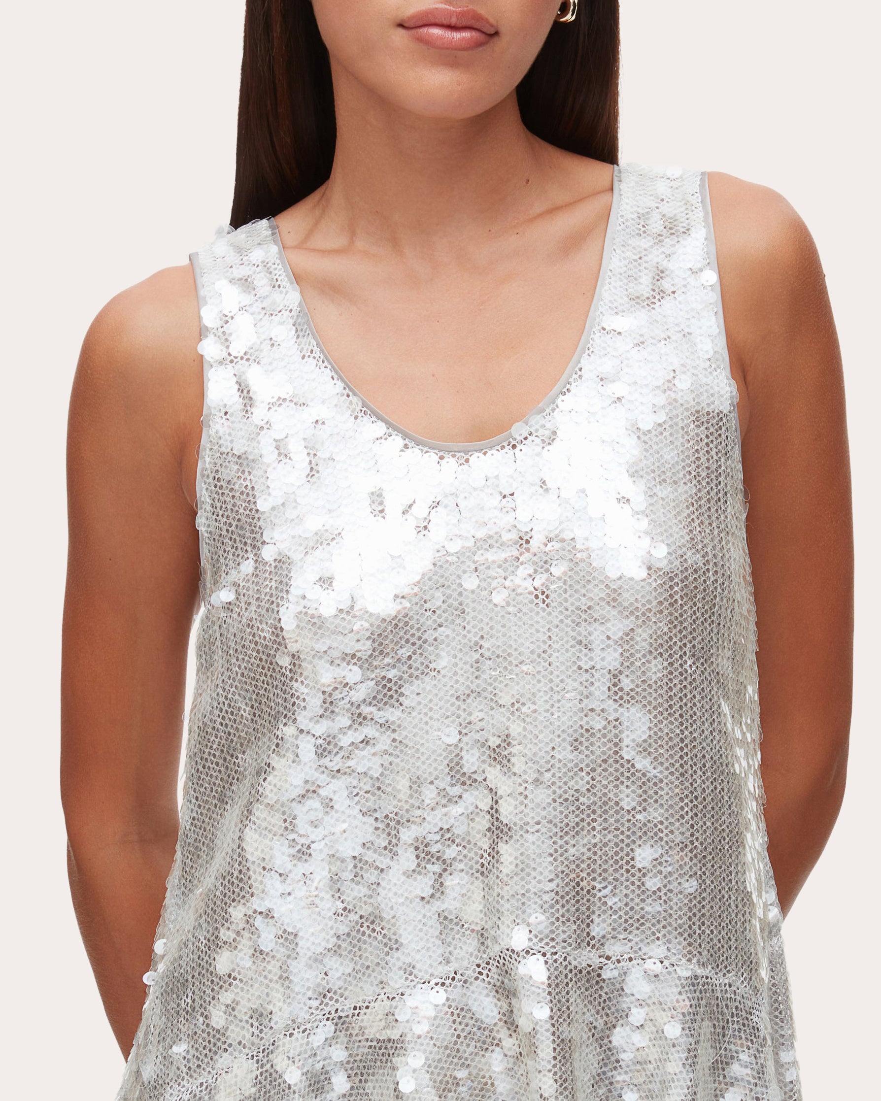 Sequin Paillette Tied Flounce Tank