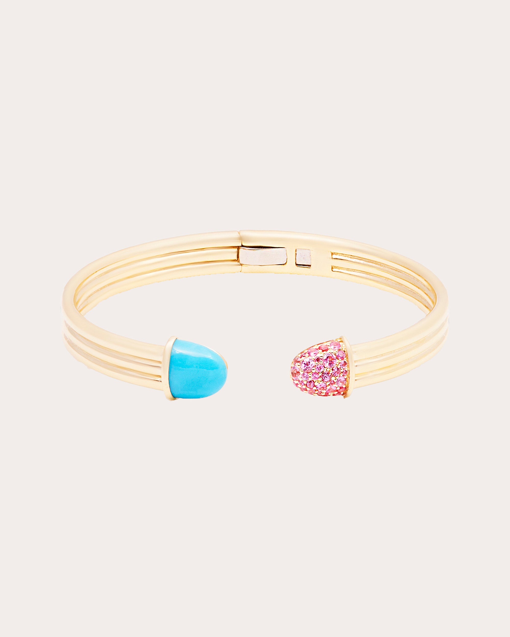 Pink Sapphire & Turquoise Found Cap Cuff