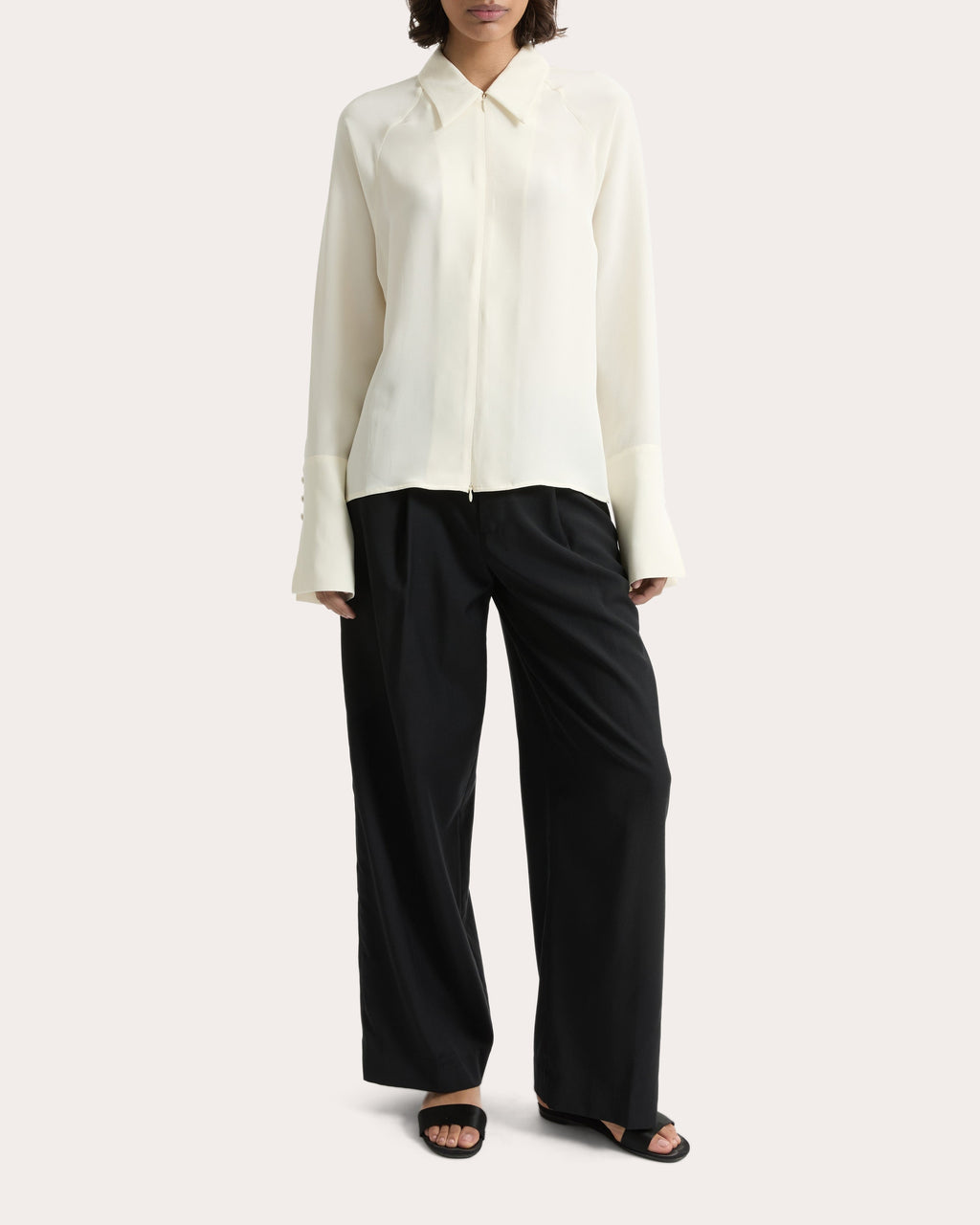Lea Silk Crepe Collared Shirt