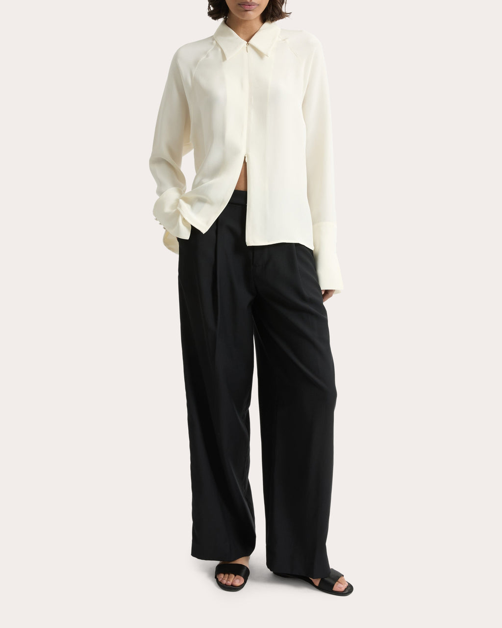 Lea Silk Crepe Collared Shirt