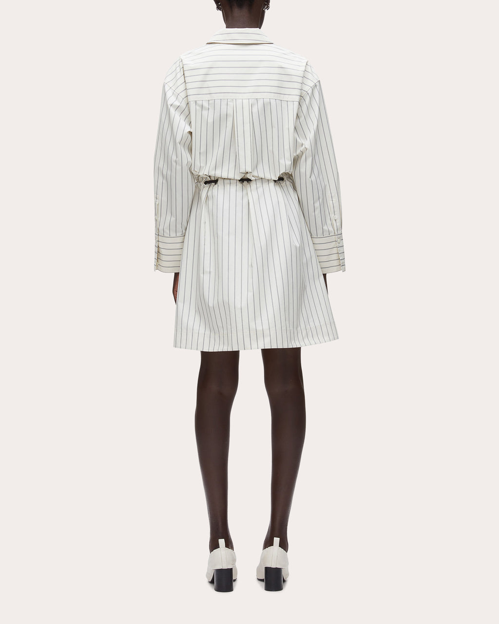 Stripe Poplin Belted Mini Shirt Dress