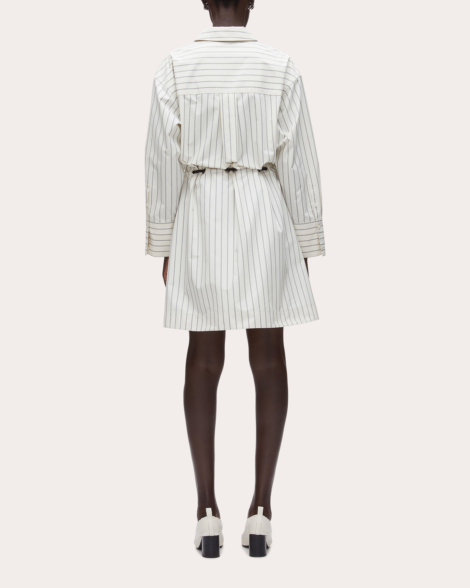 Stripe Poplin Belted Mini Shirt Dress