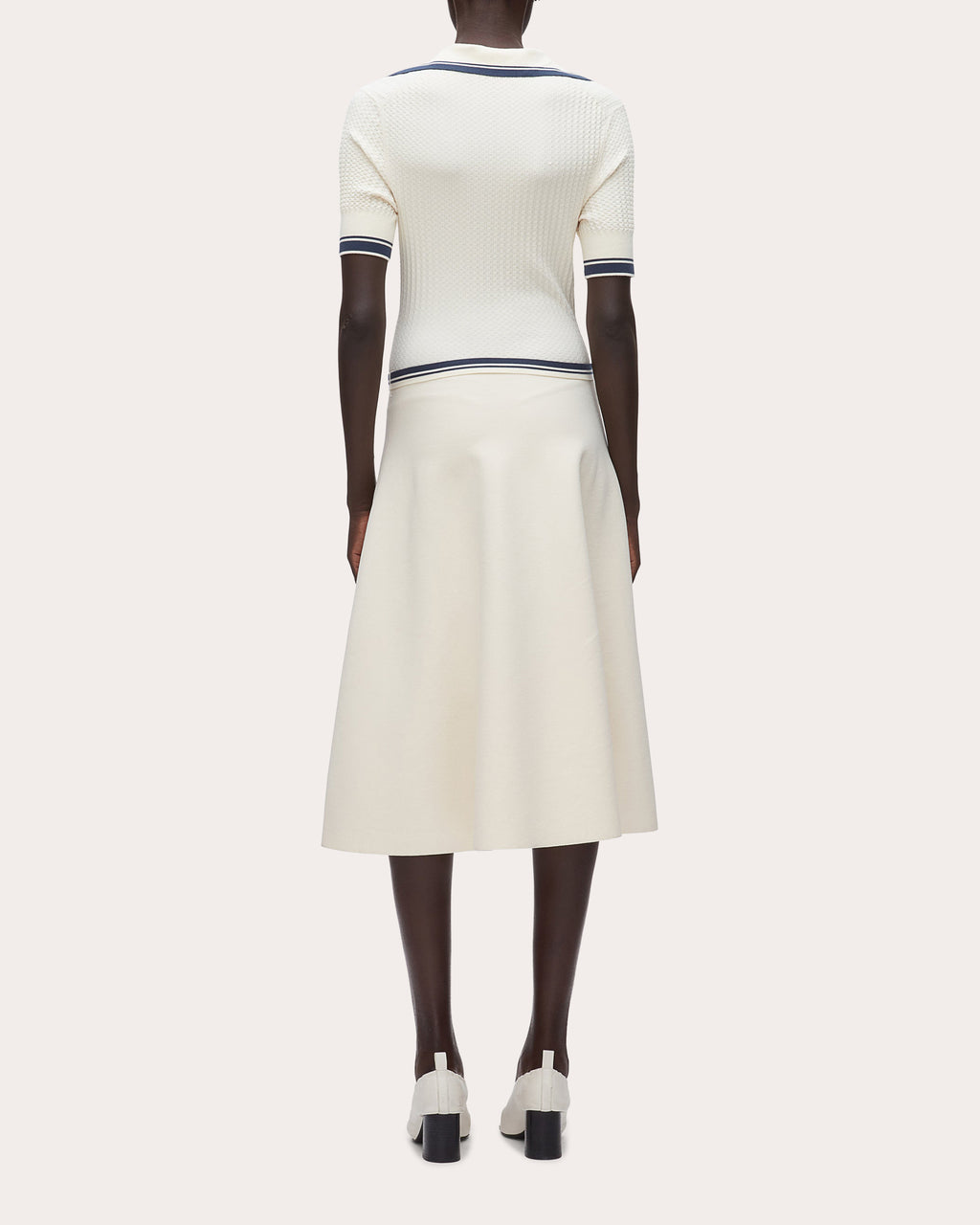 Textured Knit Polo Midi Dress