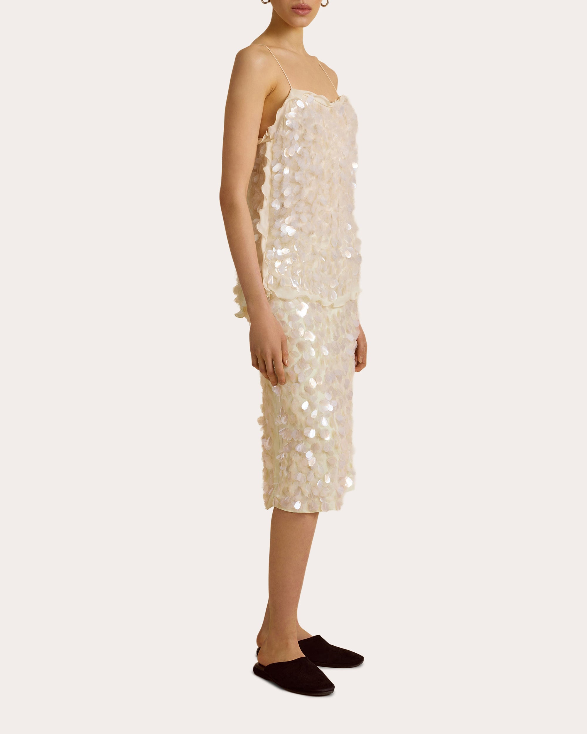 Sequin Paillette Crepe Tubino Skirt