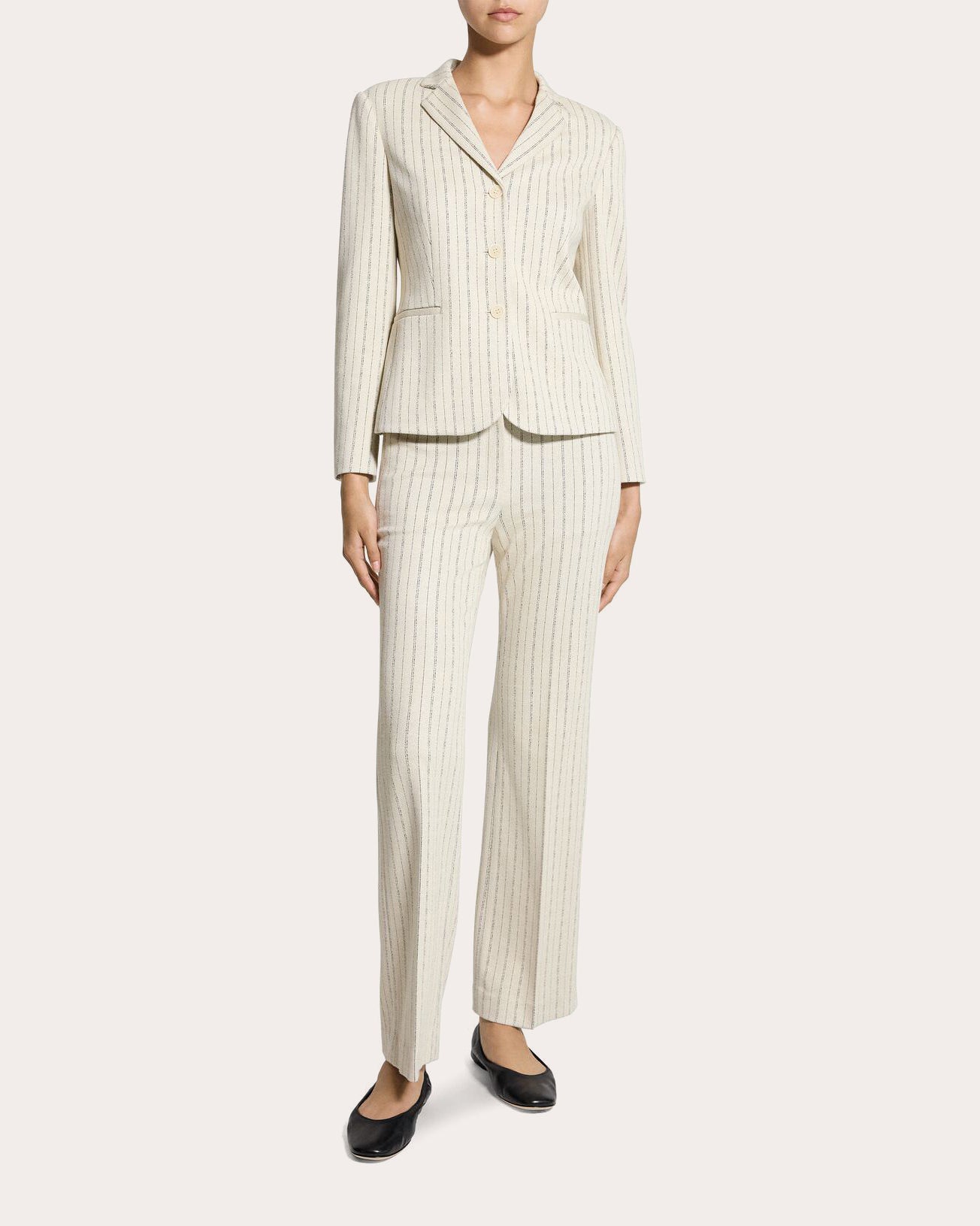 Stripe Shrunken Single-Breasted Blazer