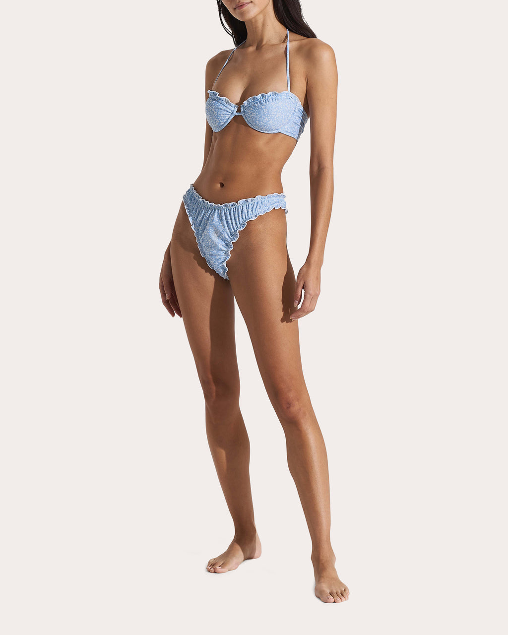 Lake Floral Ruffle Underwire Balconette Bikini Top