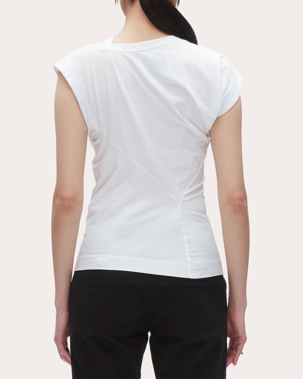 Cotton Jersey Asymmetric Draped T-Shirt