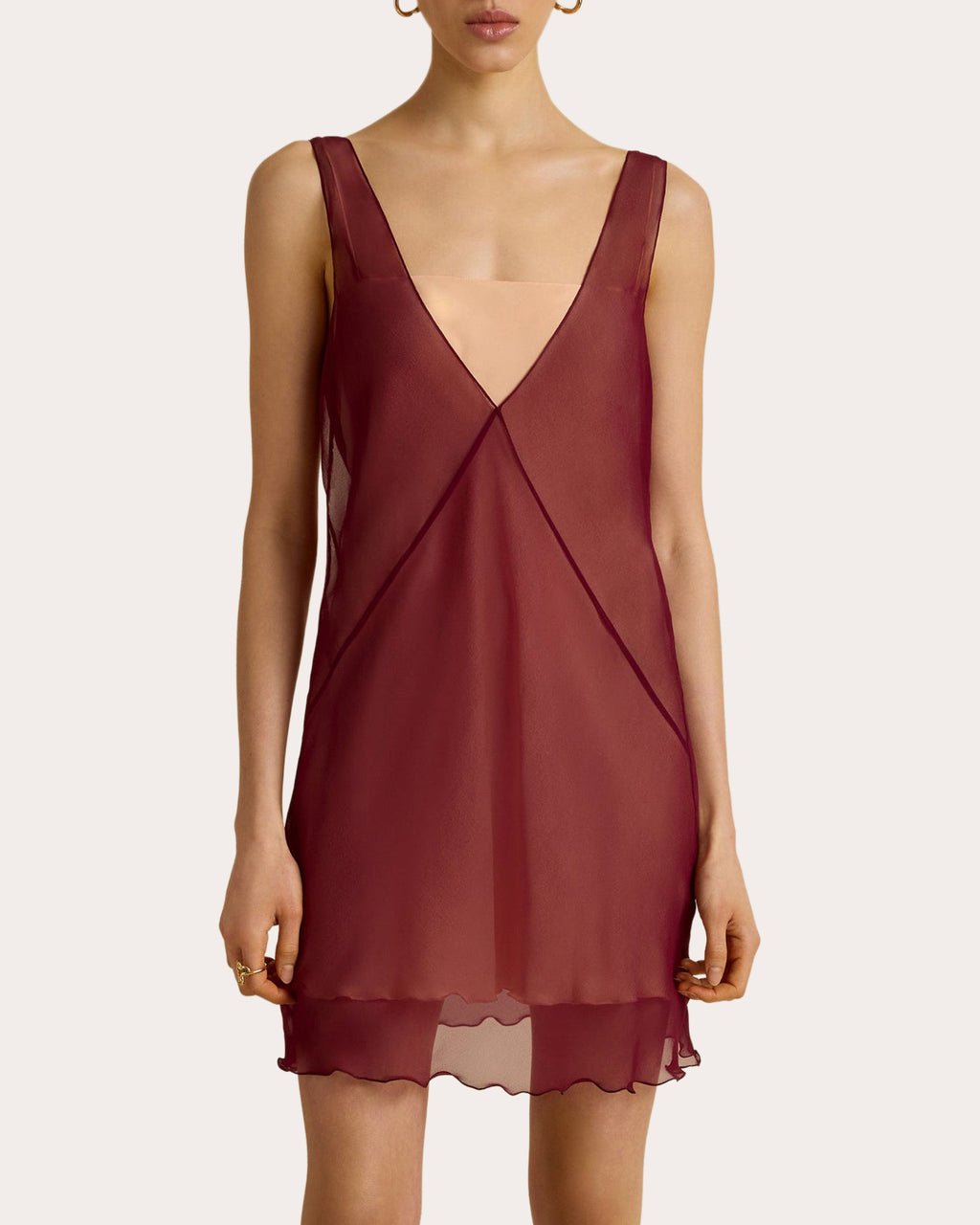 Sheer Silk Chiffon Layered Slip Dress
