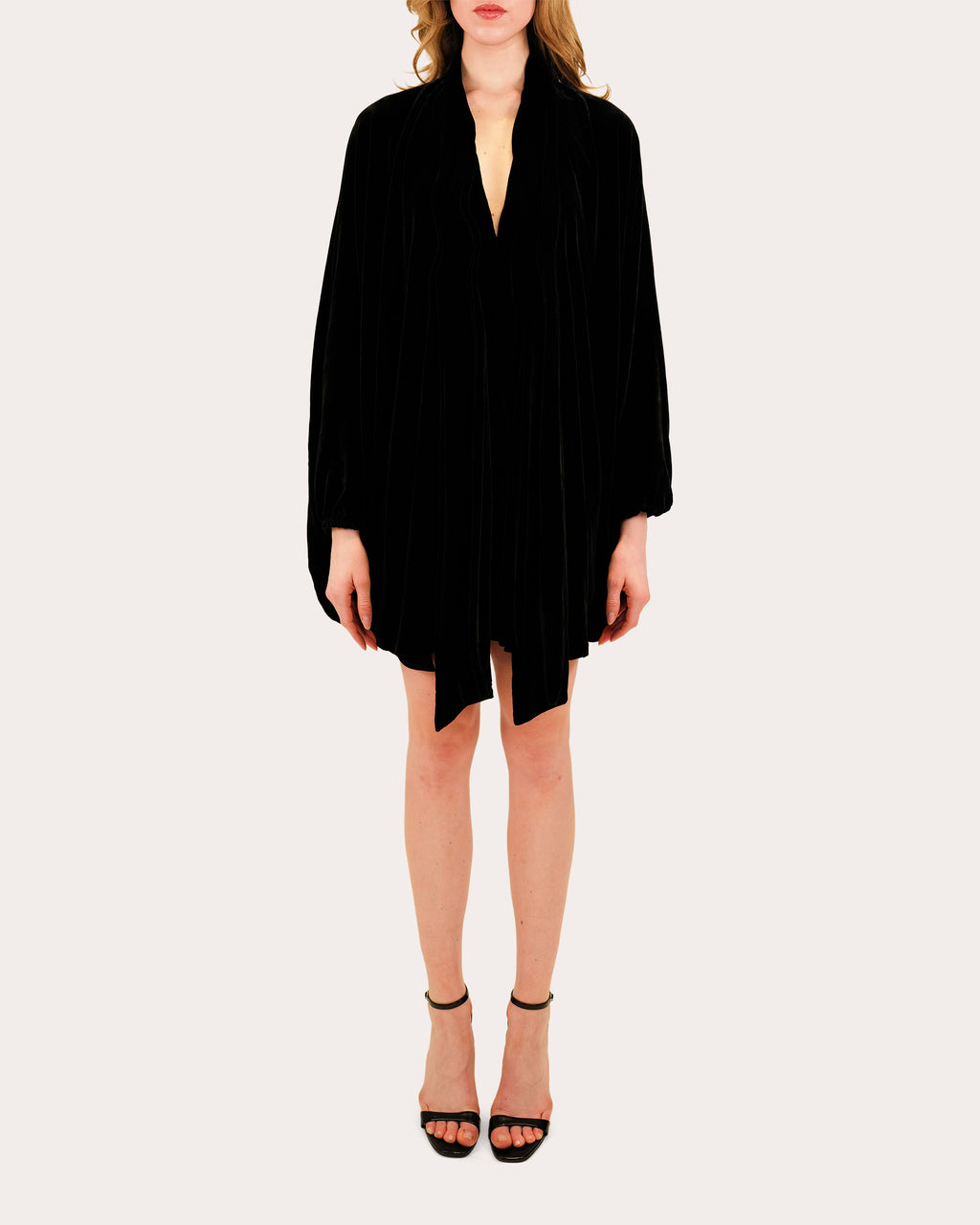 Emlyn Velvet Tie-Neck Mini Dress
