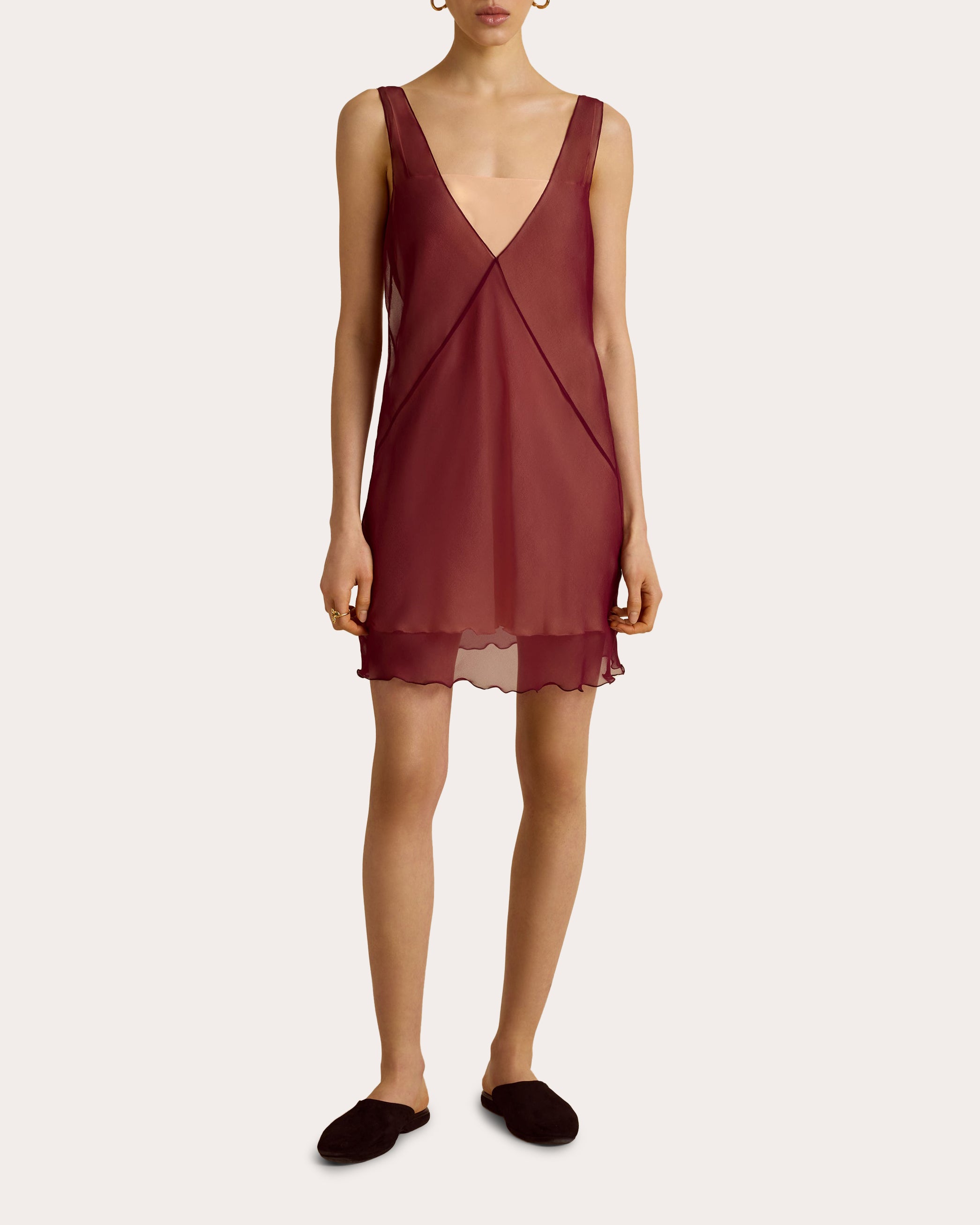 Sheer Silk Chiffon Layered Slip Dress