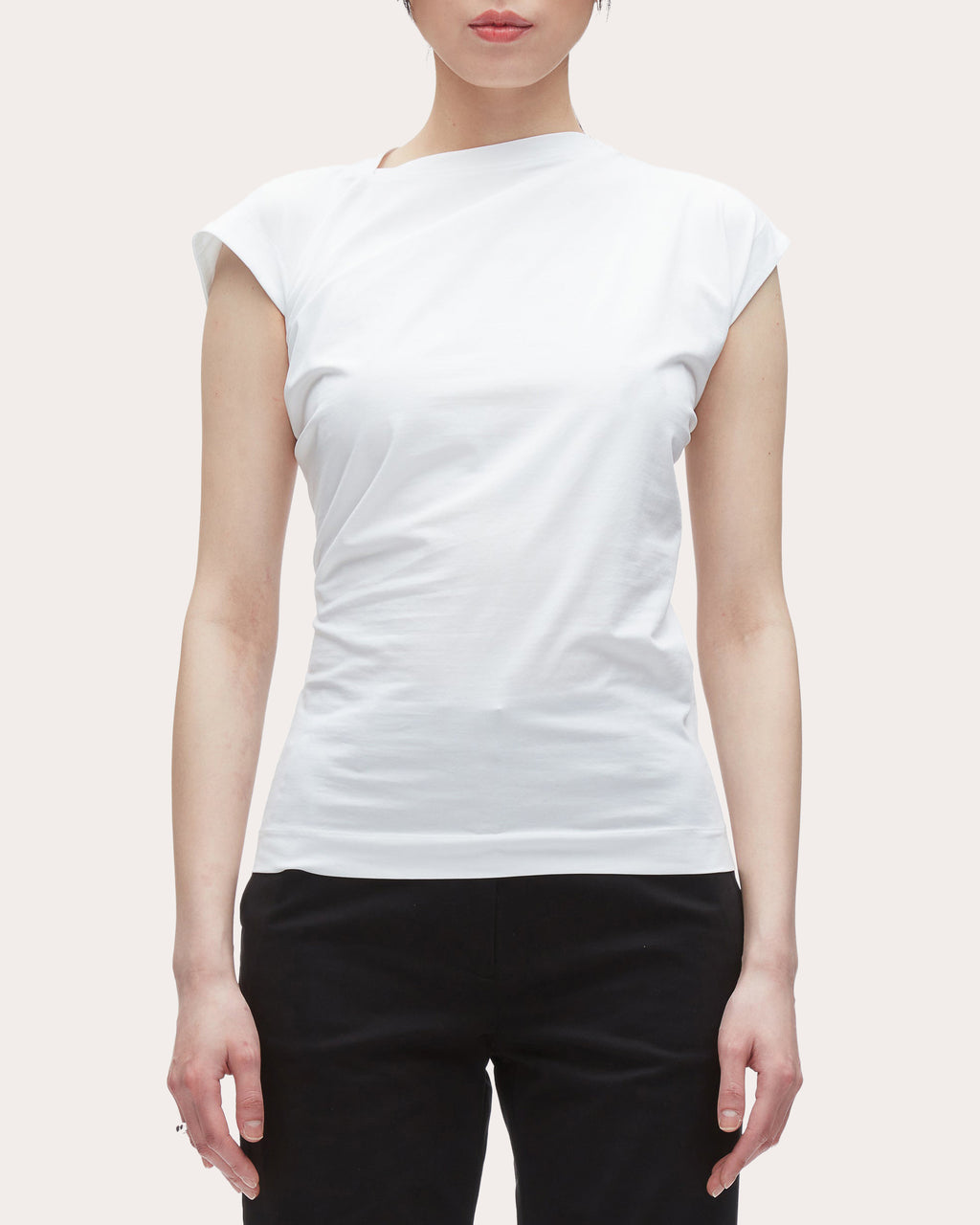 Cotton Jersey Asymmetric Draped T-Shirt