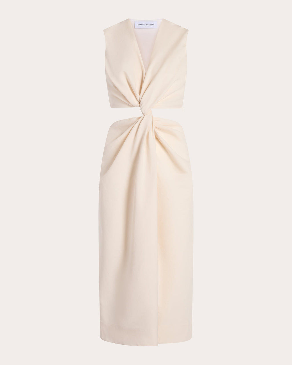 Cotton Faille Cutout Twist Midi Dress