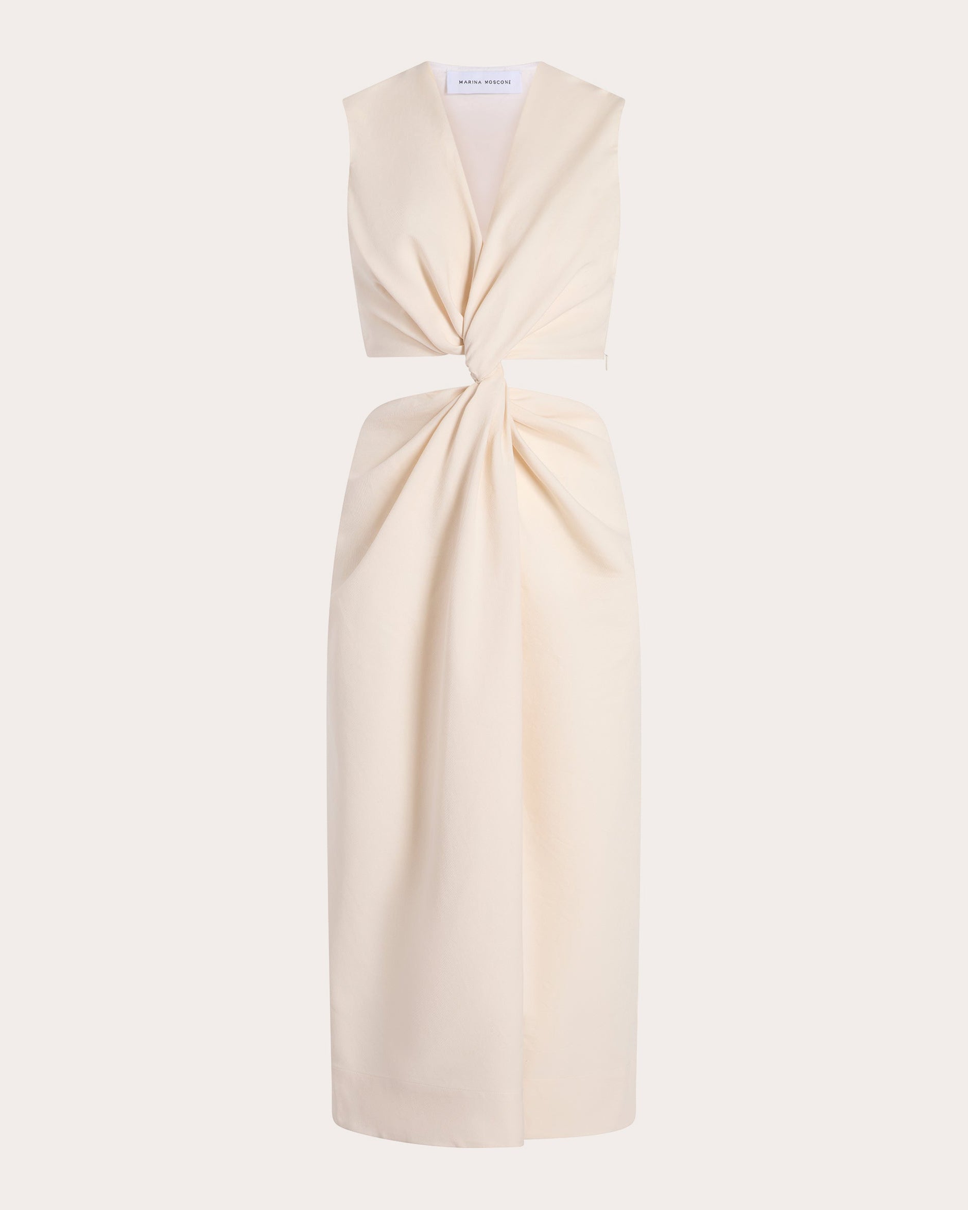 Cotton Faille Cutout Twist Midi Dress