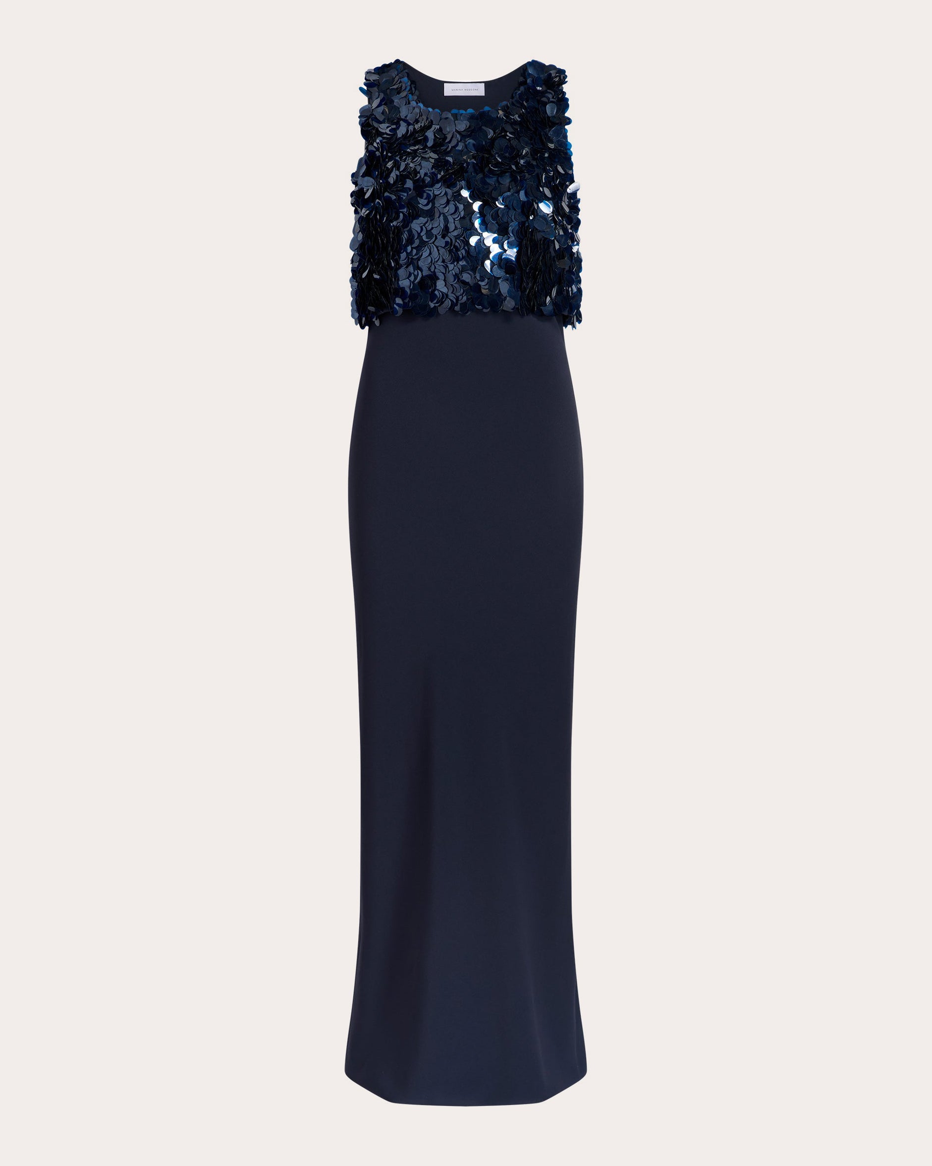Sequin Paillette Crepe Bias Column Dress
