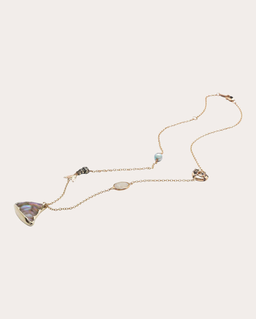 Opal & Mother of Pearl Fin Pendant Necklace