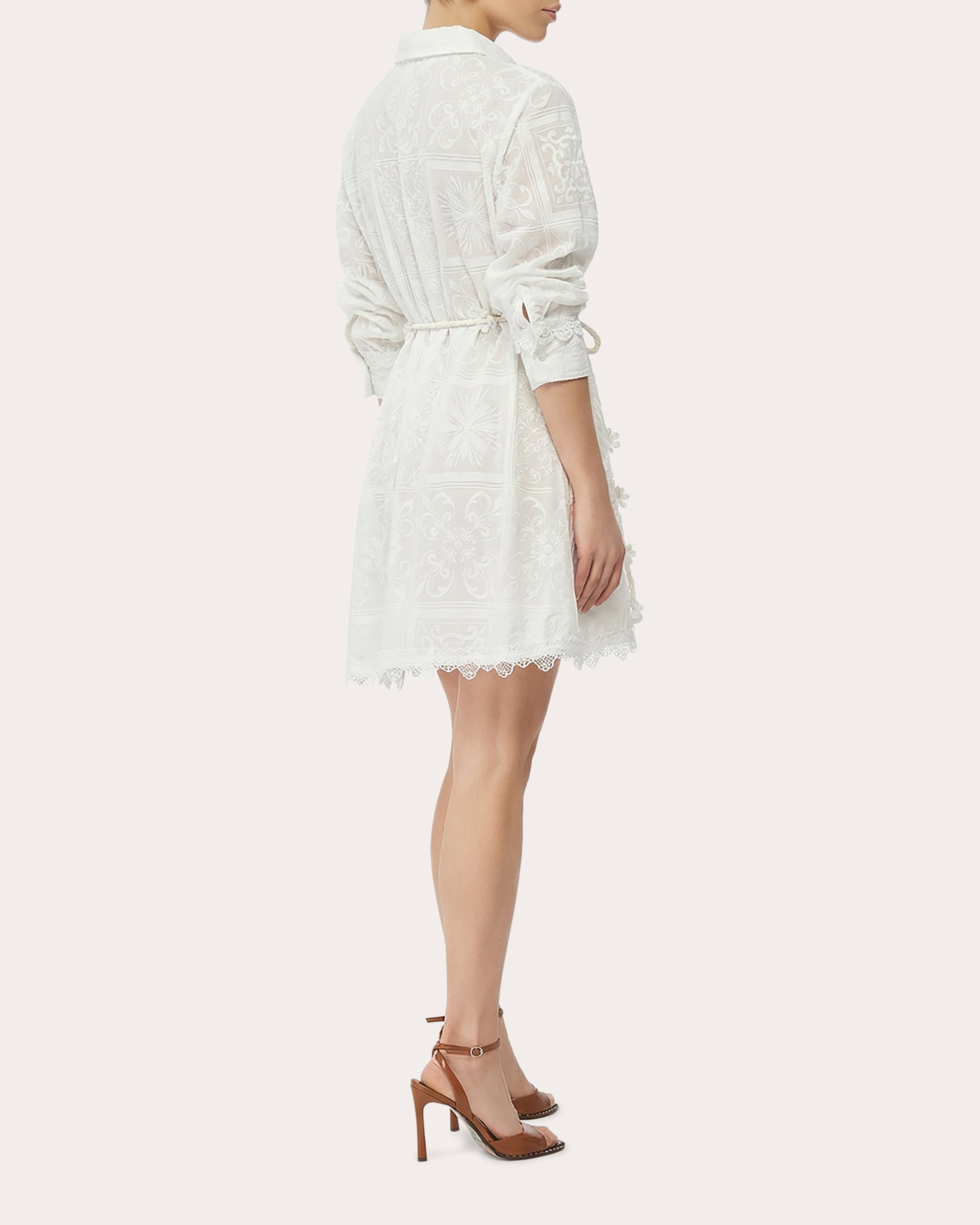 Alloria Embroidered Patchwork Shirt Dress