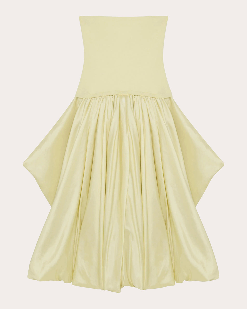 Izzy Knit Taffeta Gathered Strapless Midi Dress