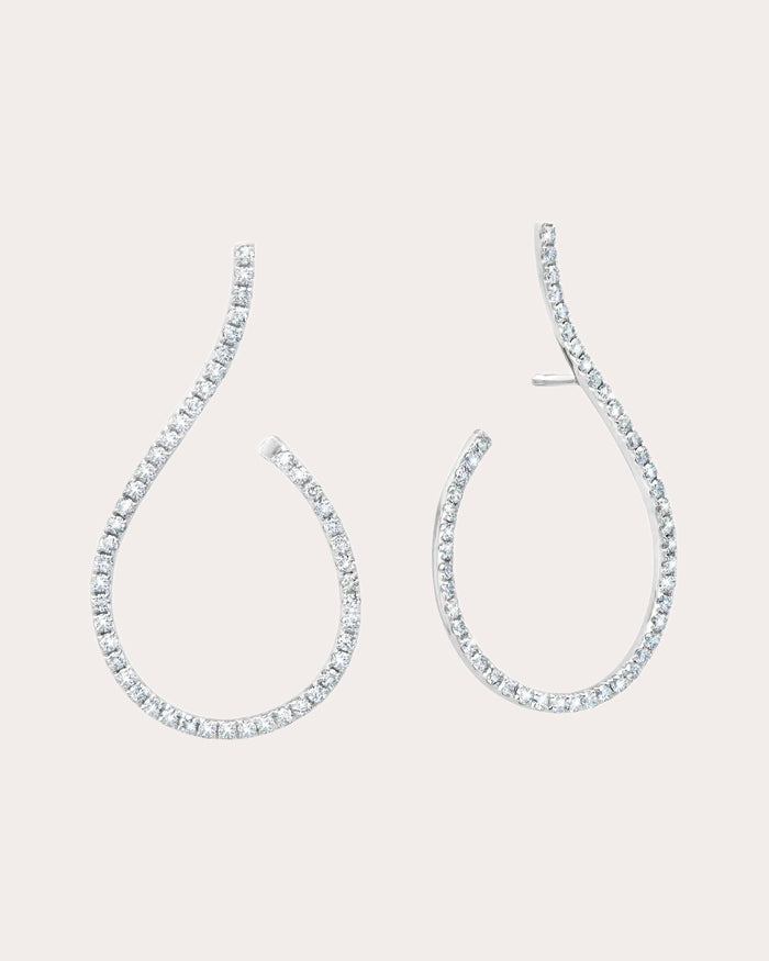 Diamond & 18k White Gold Mega Swirl Earrings