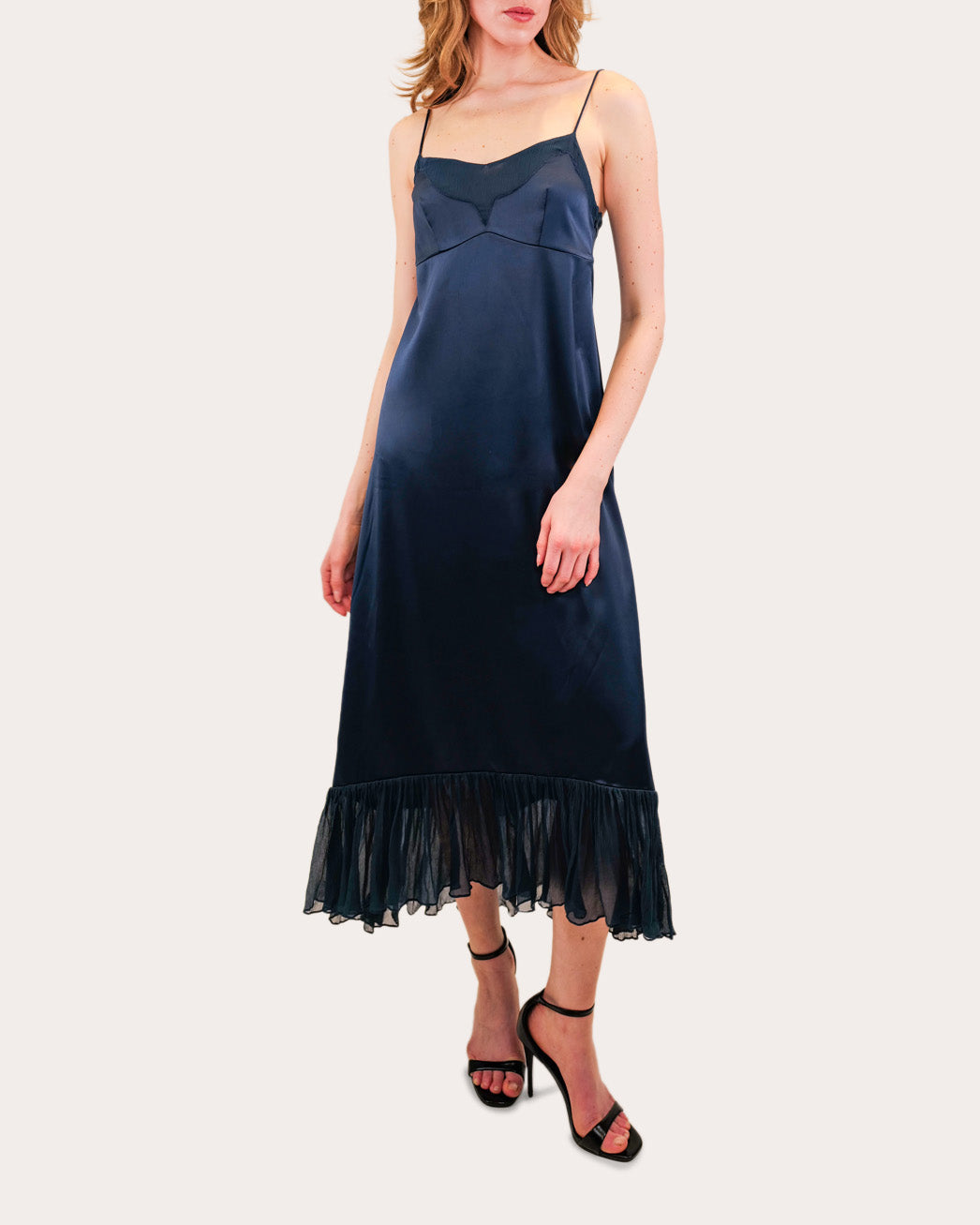 Layla Satin Chiffon A-Line Midi Dress
