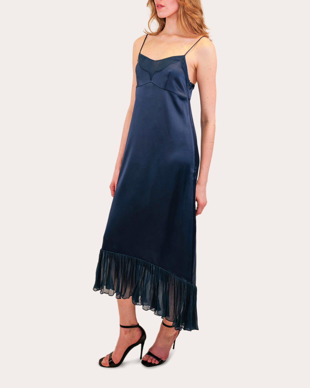 Layla Satin Chiffon A-Line Midi Dress