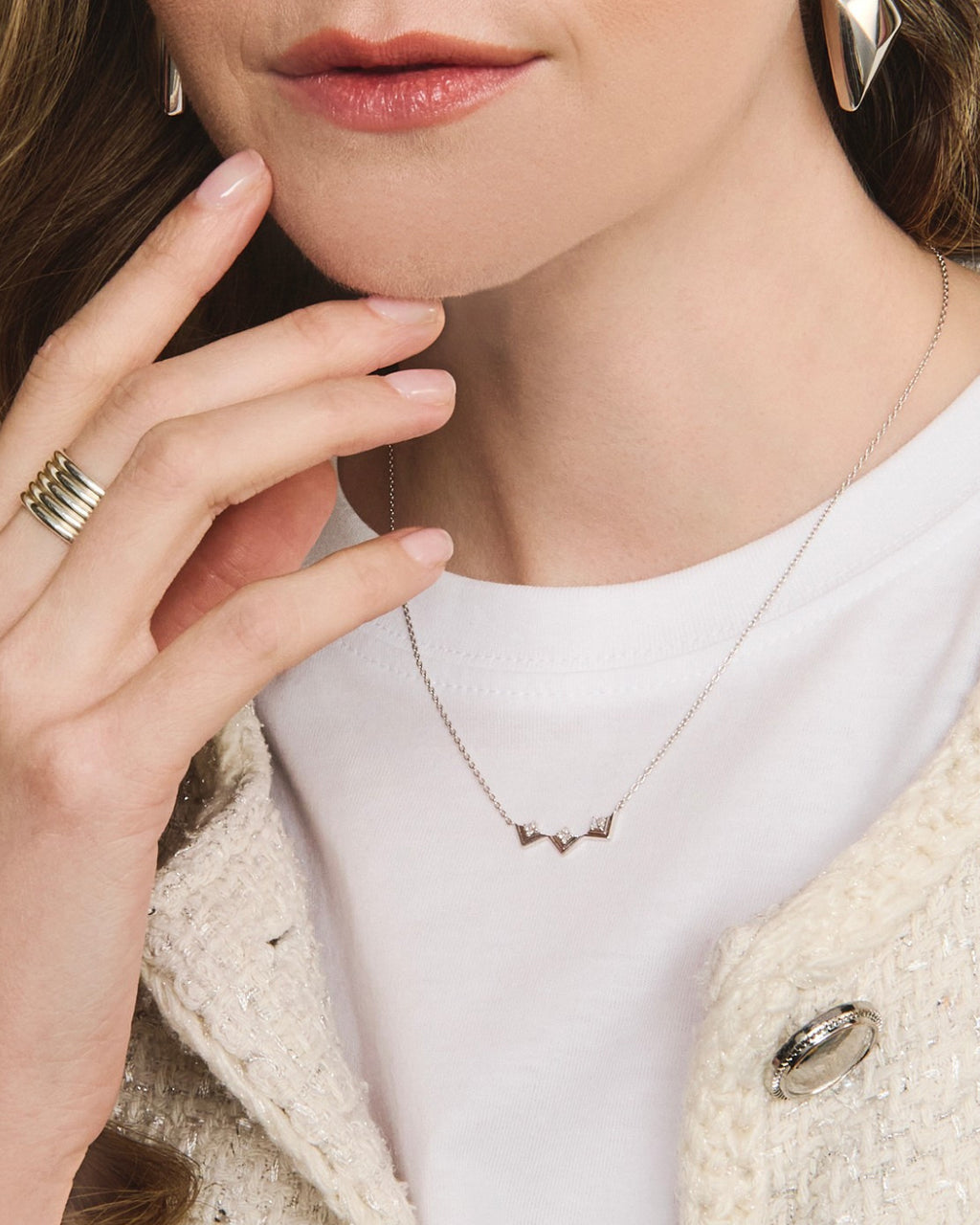 White Sapphire Revival Frame Pendant Necklace