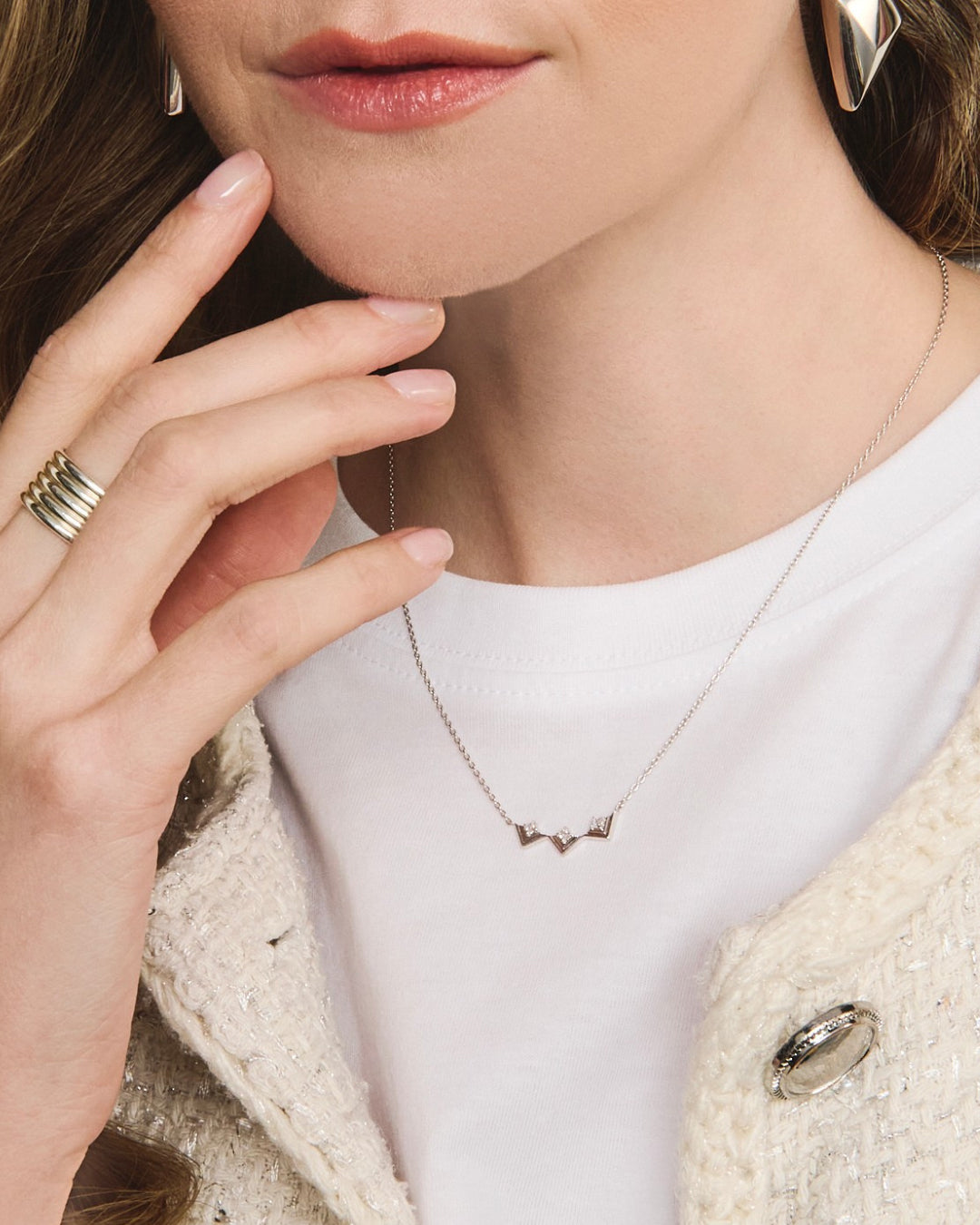 White Sapphire Revival Frame Pendant Necklace