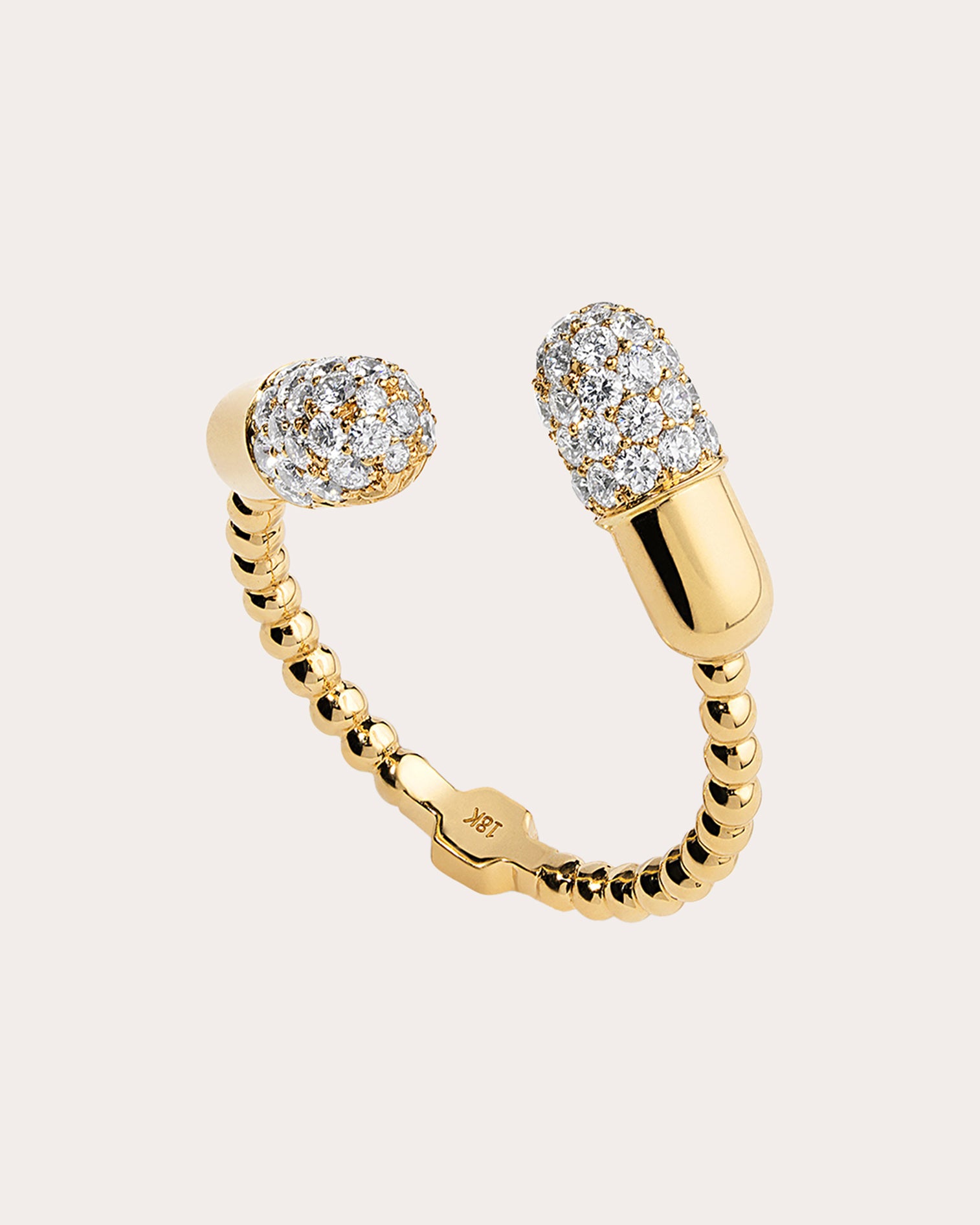 Diamond & 18k Gold Double Pill Pavé Ring