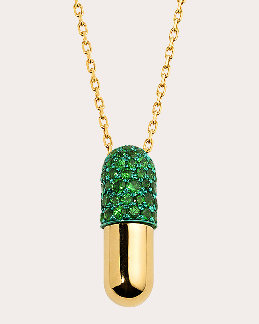 Tsavorite Garnet & 18k Gold Large Pill Pendant Necklace