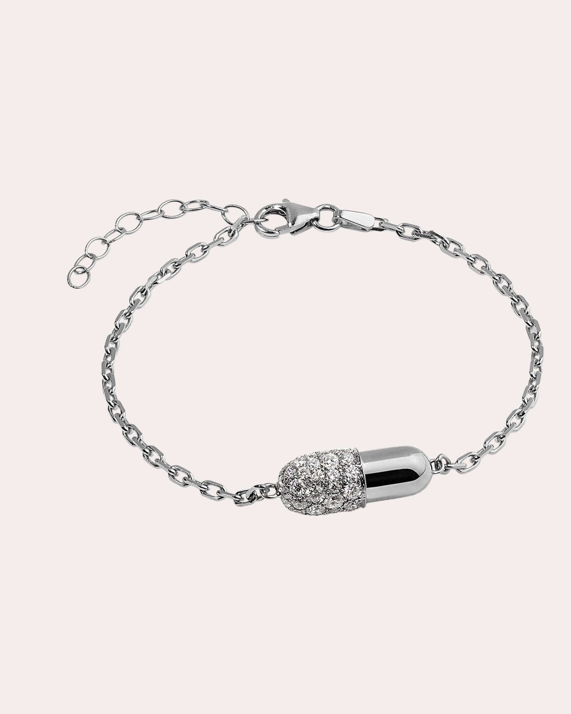 Diamond & 18k White Gold Medium Pill Bracelet