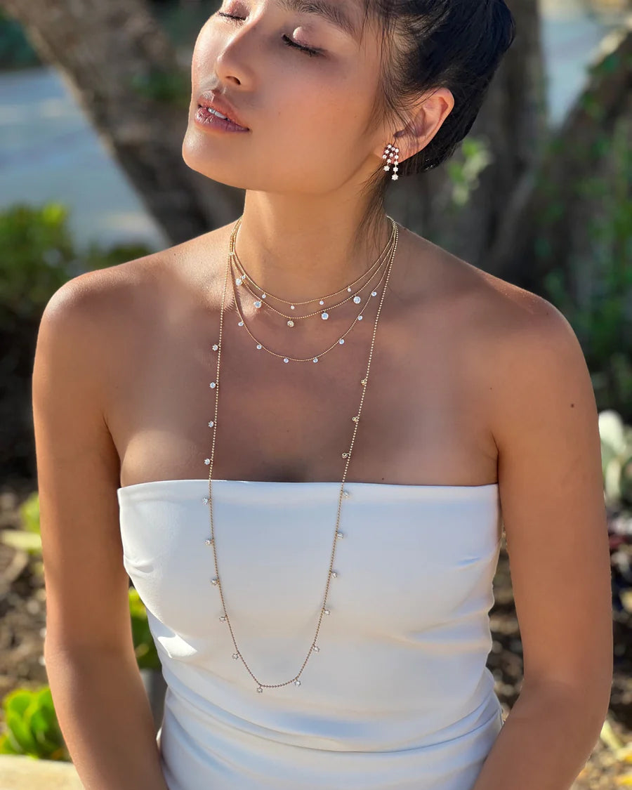 Diamond & 18k White Gold Small Floating Station Necklace