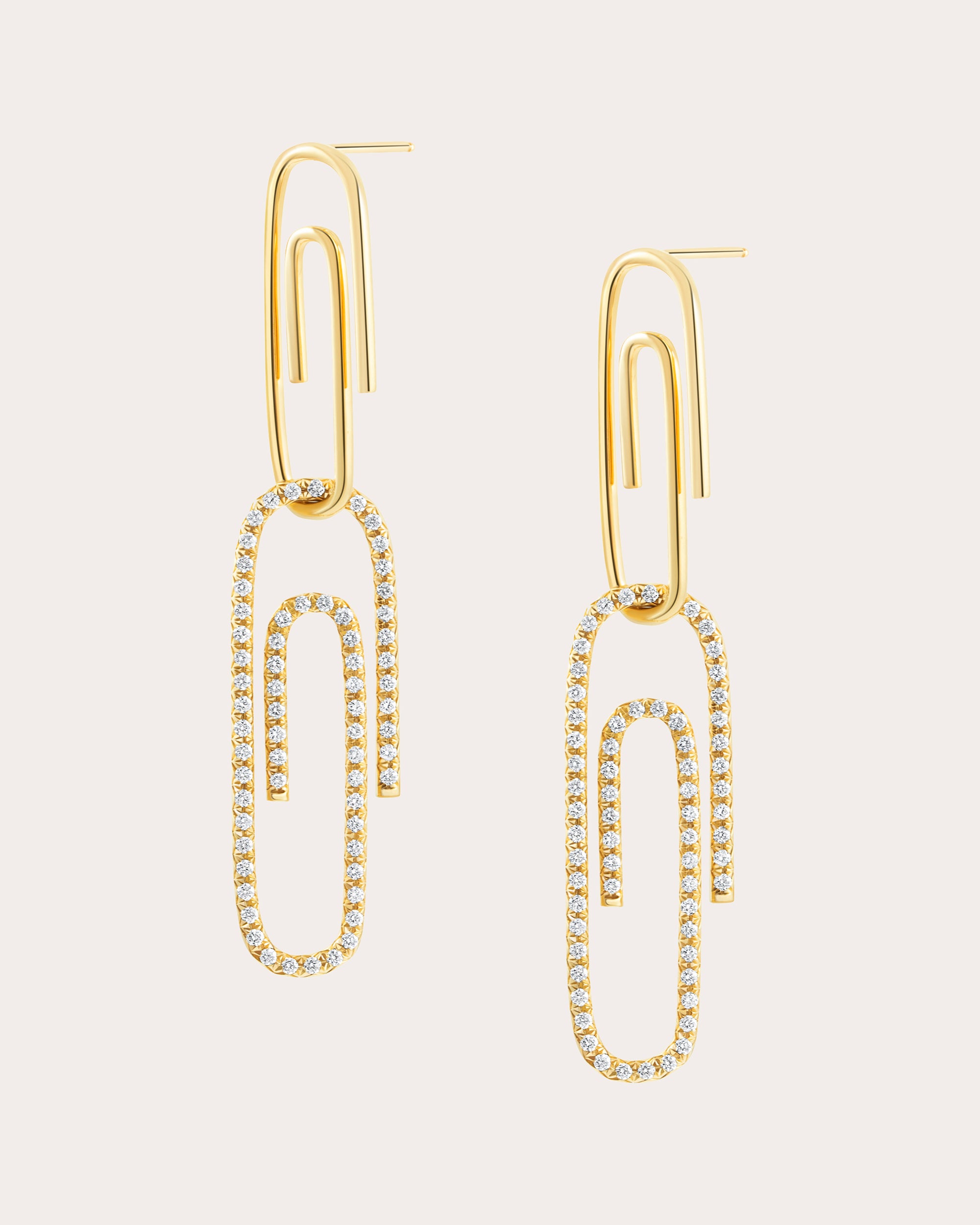 Diamond Playtime Paperclip Double Drop Earrings