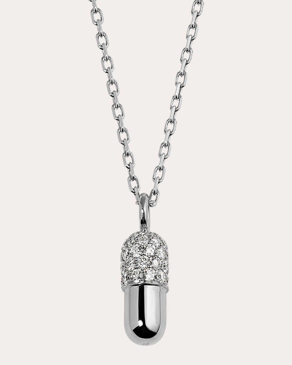 Diamond & 18k White Gold Mini Pill Pendant Necklace