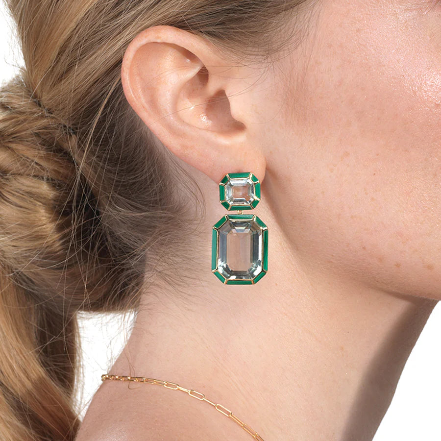 Prasiolite & Malachite Mélange Drop Earrings