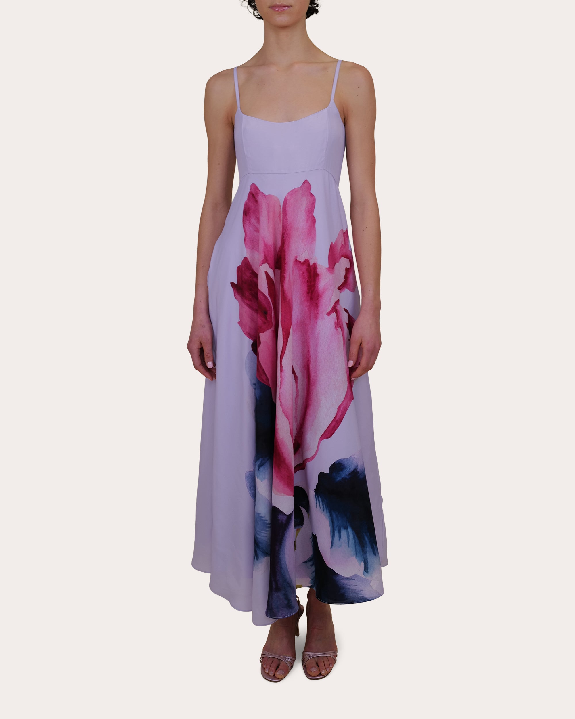 Rachel Floral Crepe de Chine Midi Dress