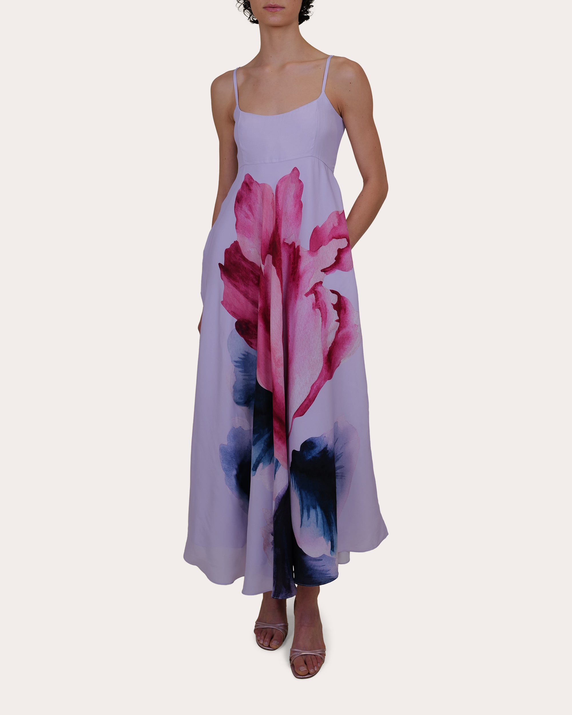 Rachel Floral Crepe de Chine Midi Dress