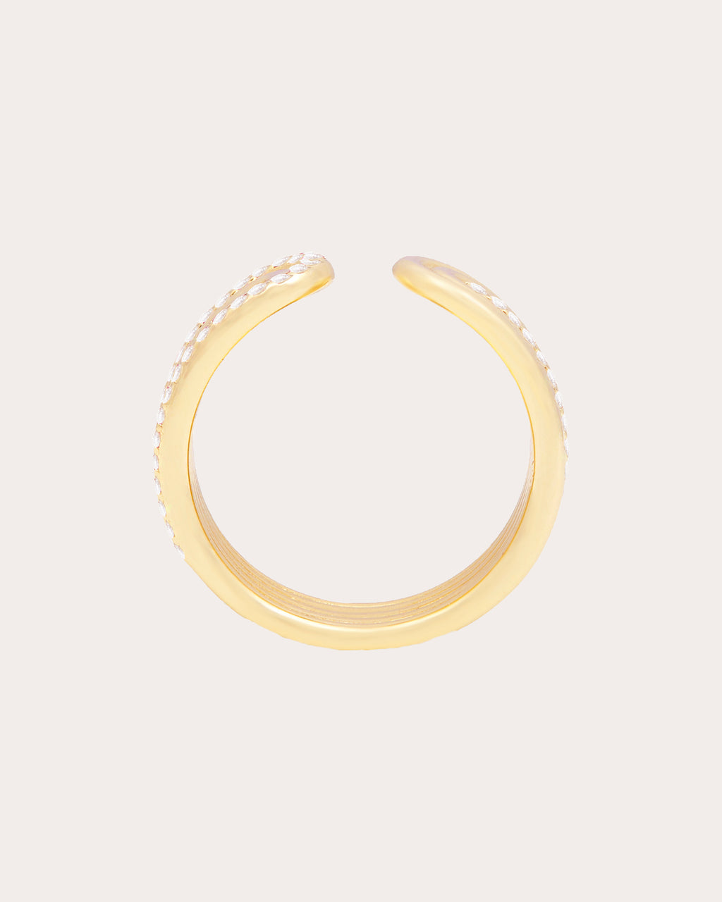 Diamond & 14k Gold Found Ribbed Open Ring