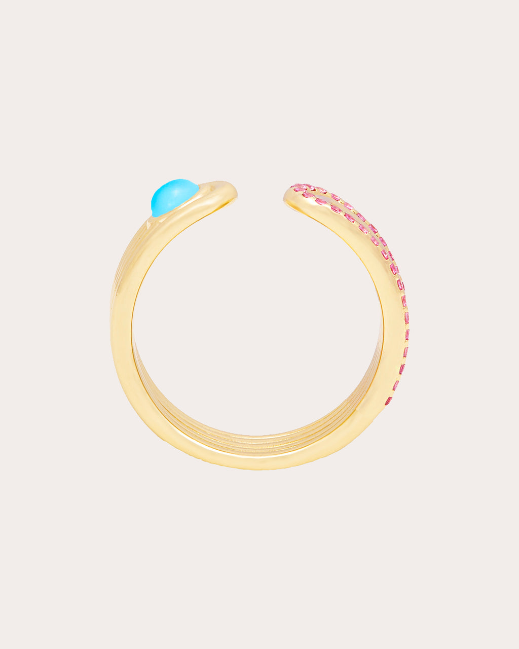Pink Sapphire & Turquoise Found Open Ring