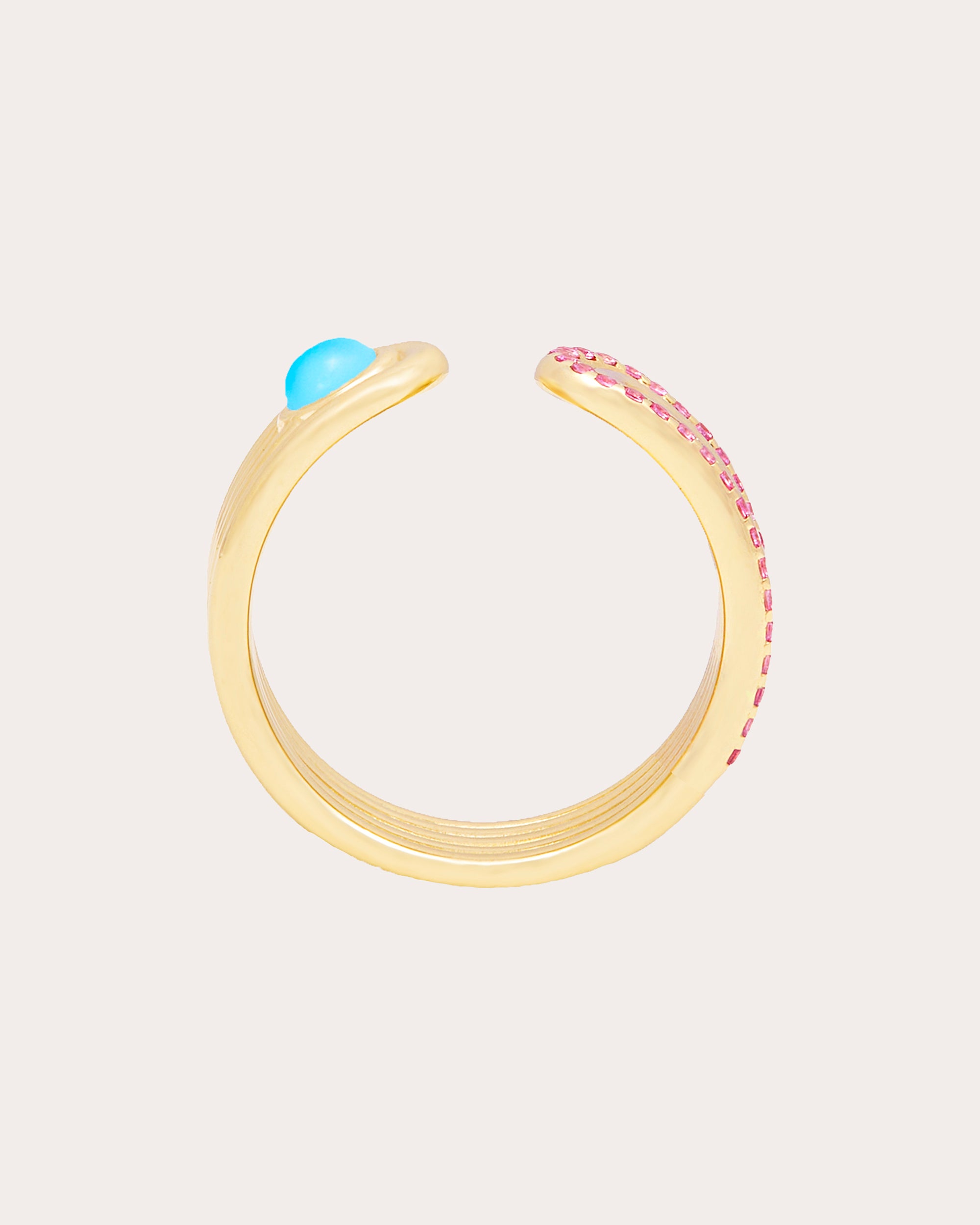 Pink Sapphire & Turquoise Found Open Ring
