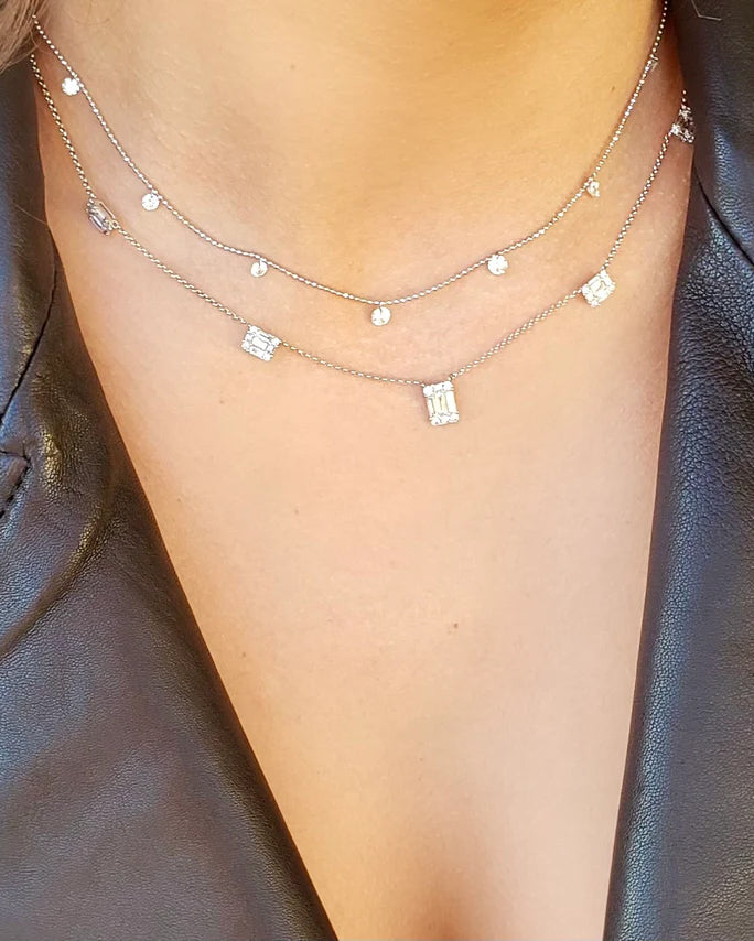 Diamond & 18k Gold Small Floating Station Necklace