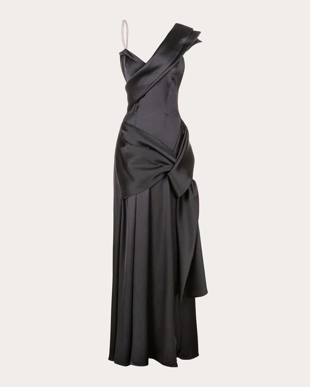Janet Satin Draped Wrap Maxi Dress