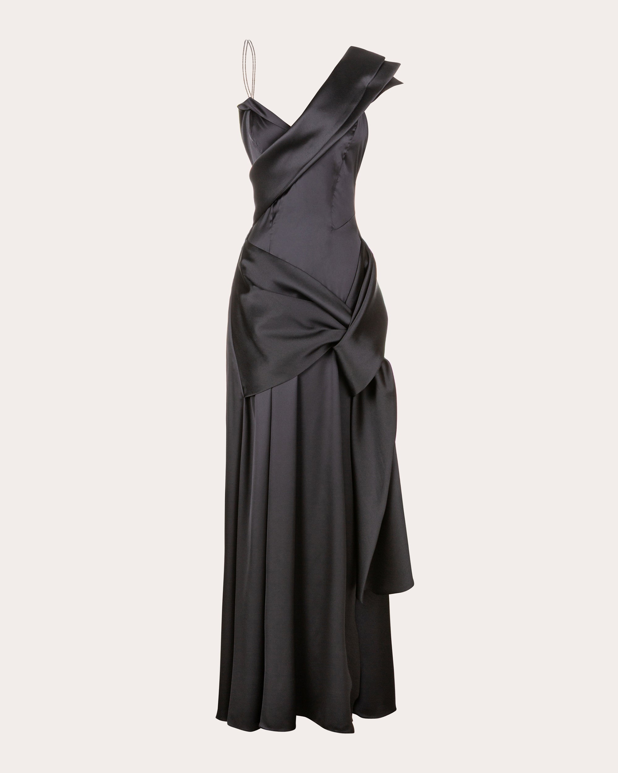 Janet Satin Draped Wrap Maxi Dress