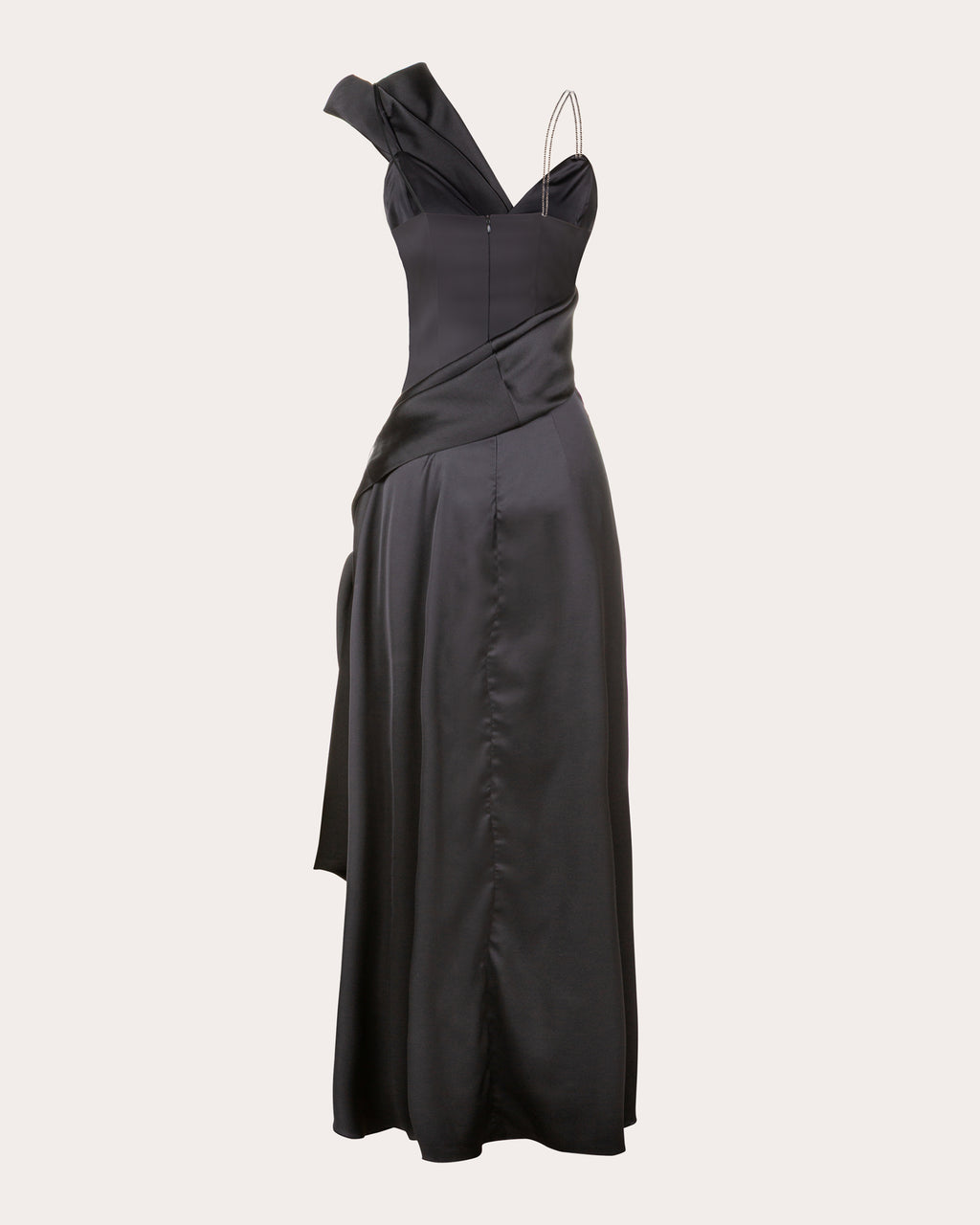 Janet Satin Draped Wrap Maxi Dress