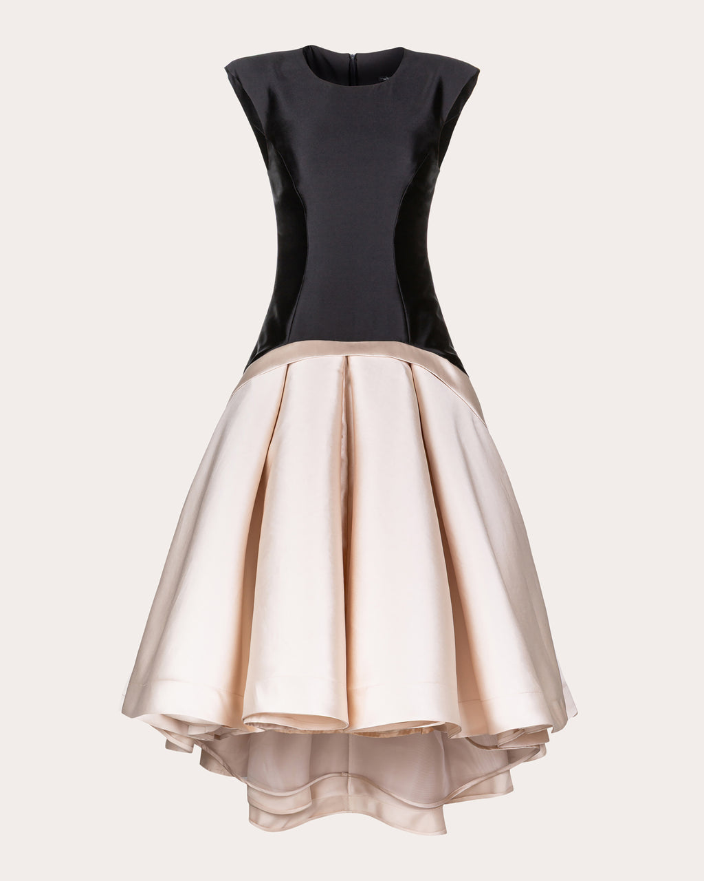 Trish Satin Pleated Drop-Waist Gown