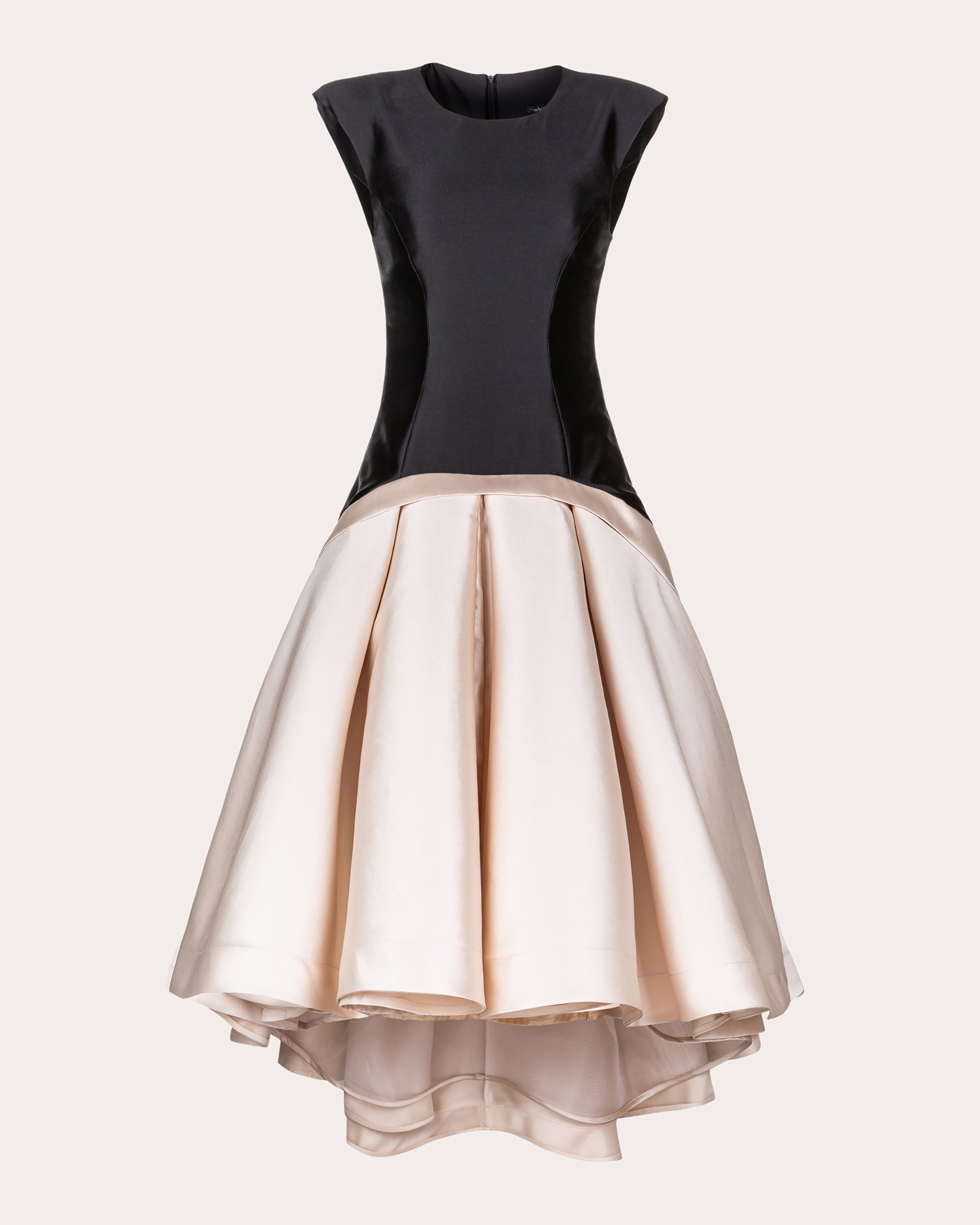 Trish Satin Pleated Drop-Waist Gown