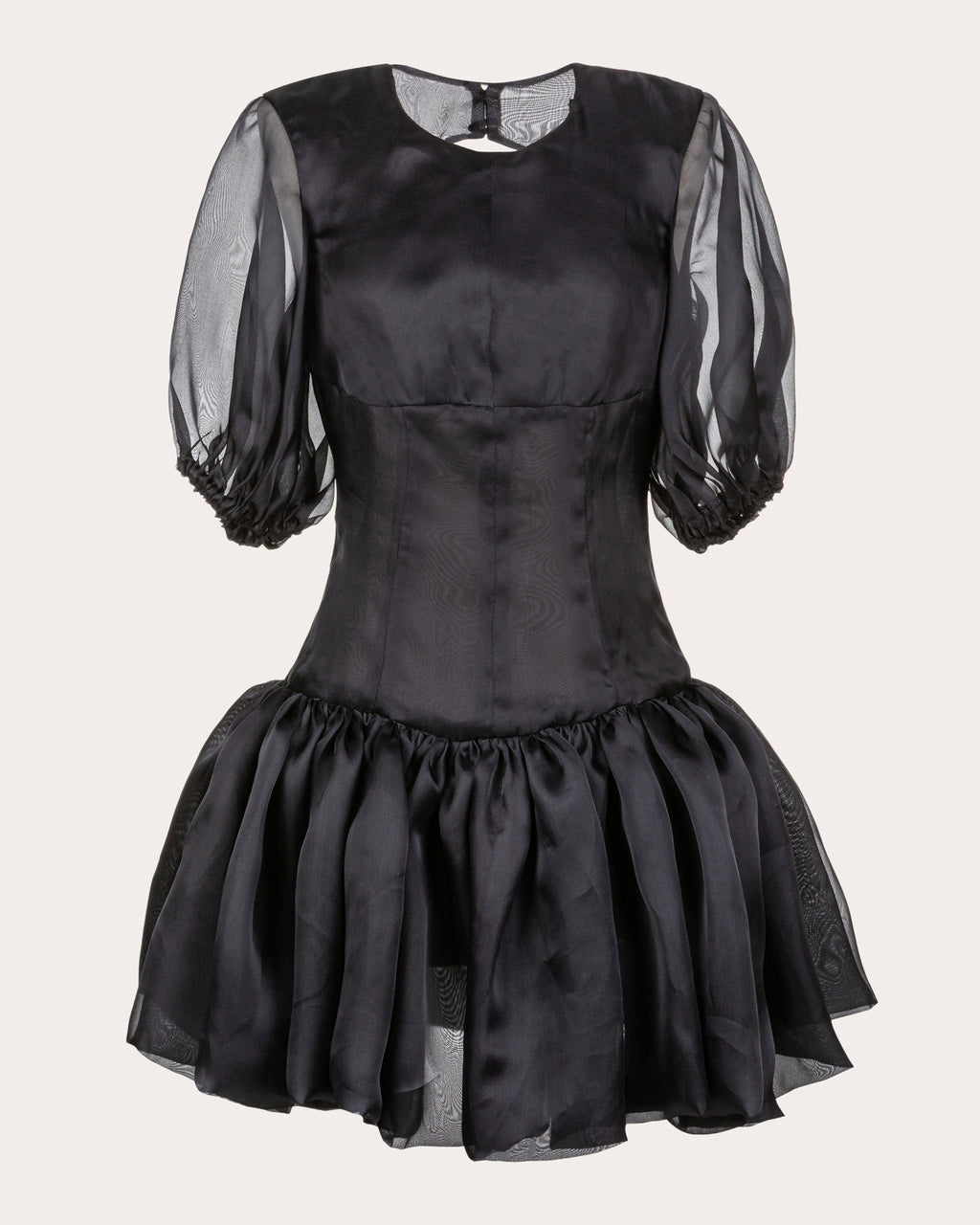 Macey Silk Organza Puff-Sleeve Mini Dress