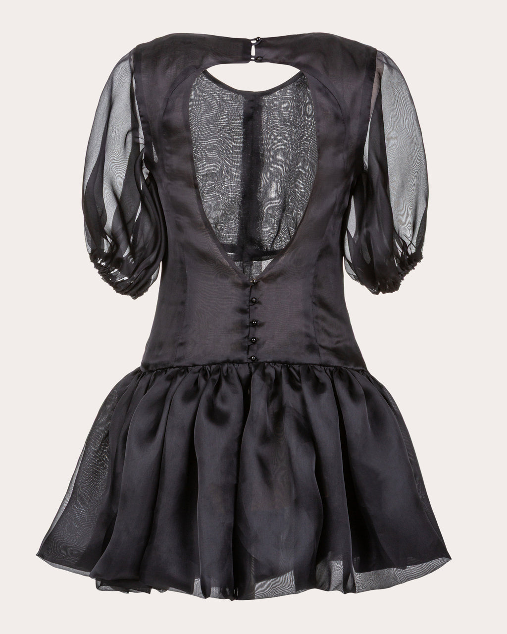 Macey Silk Organza Puff-Sleeve Mini Dress