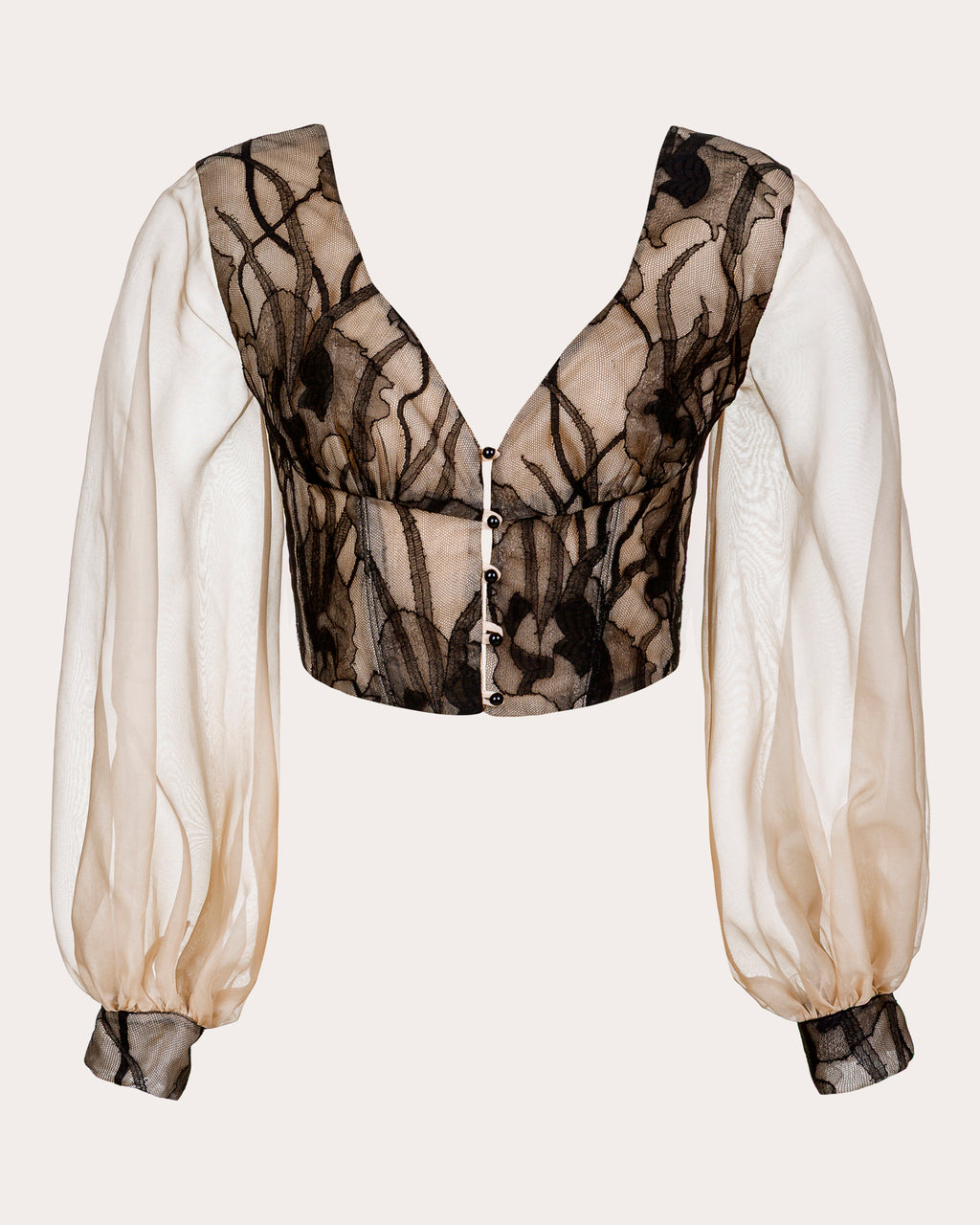 Leana Silk Organza Lace Corset Blouse